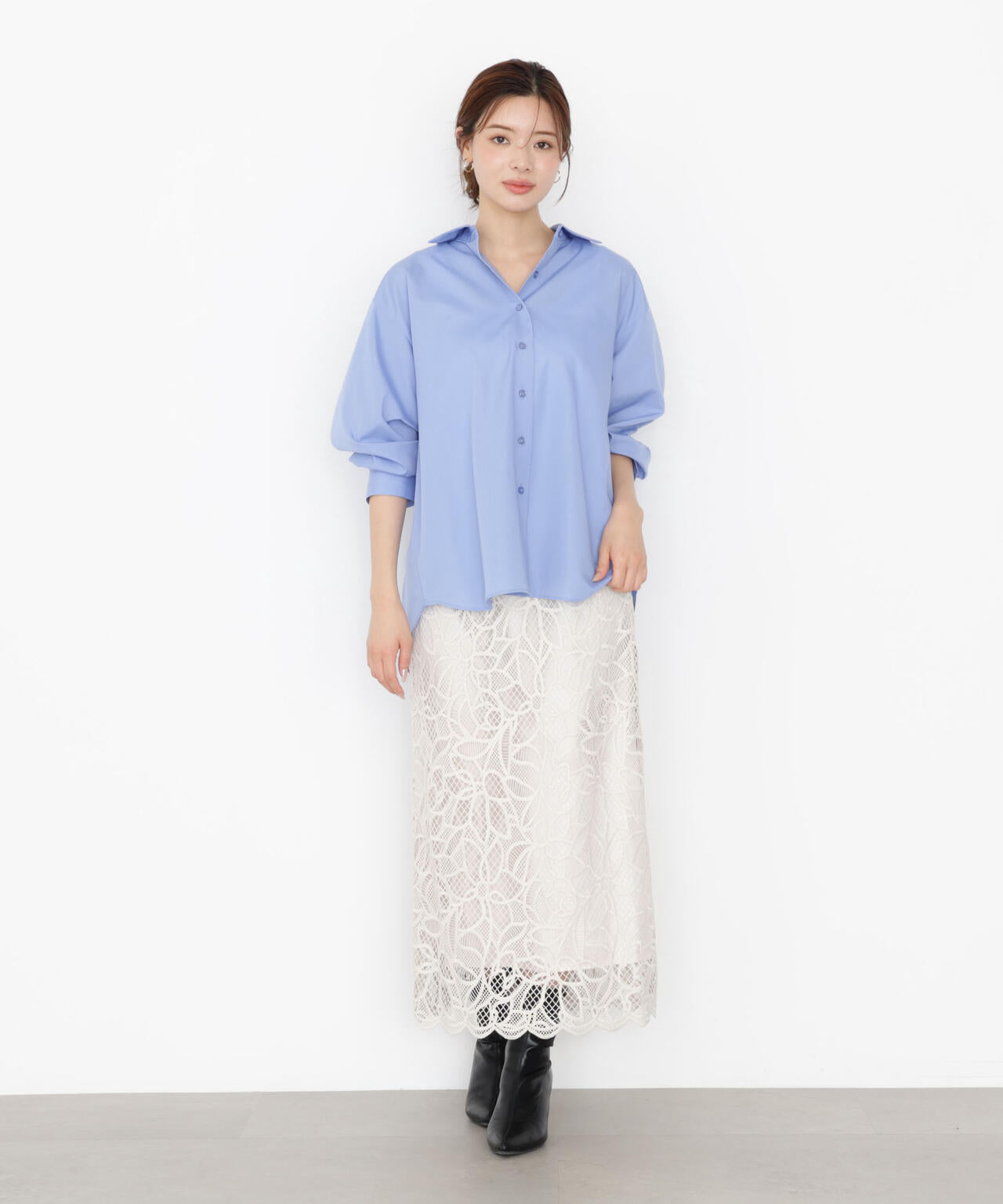 【松川星さん着用】＜ウォッシャブル＞バックリボンシャツ