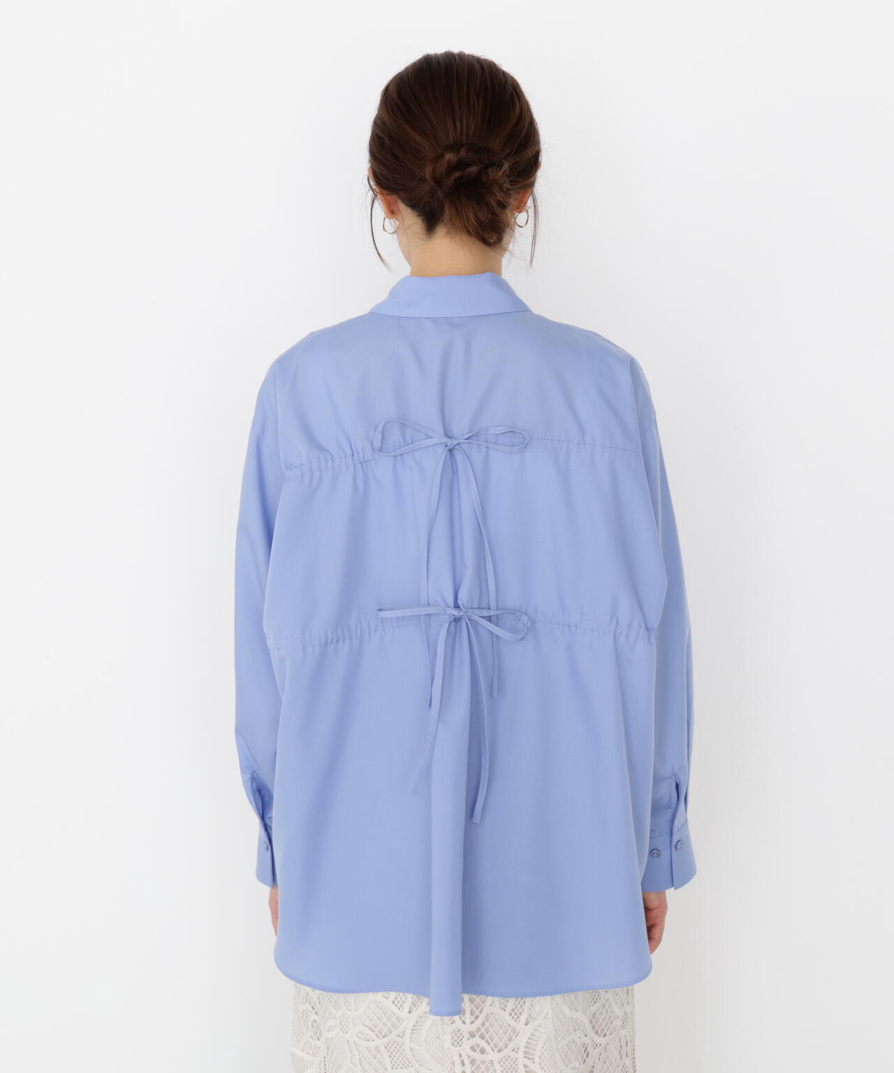 【松川星さん着用】＜ウォッシャブル＞バックリボンシャツ