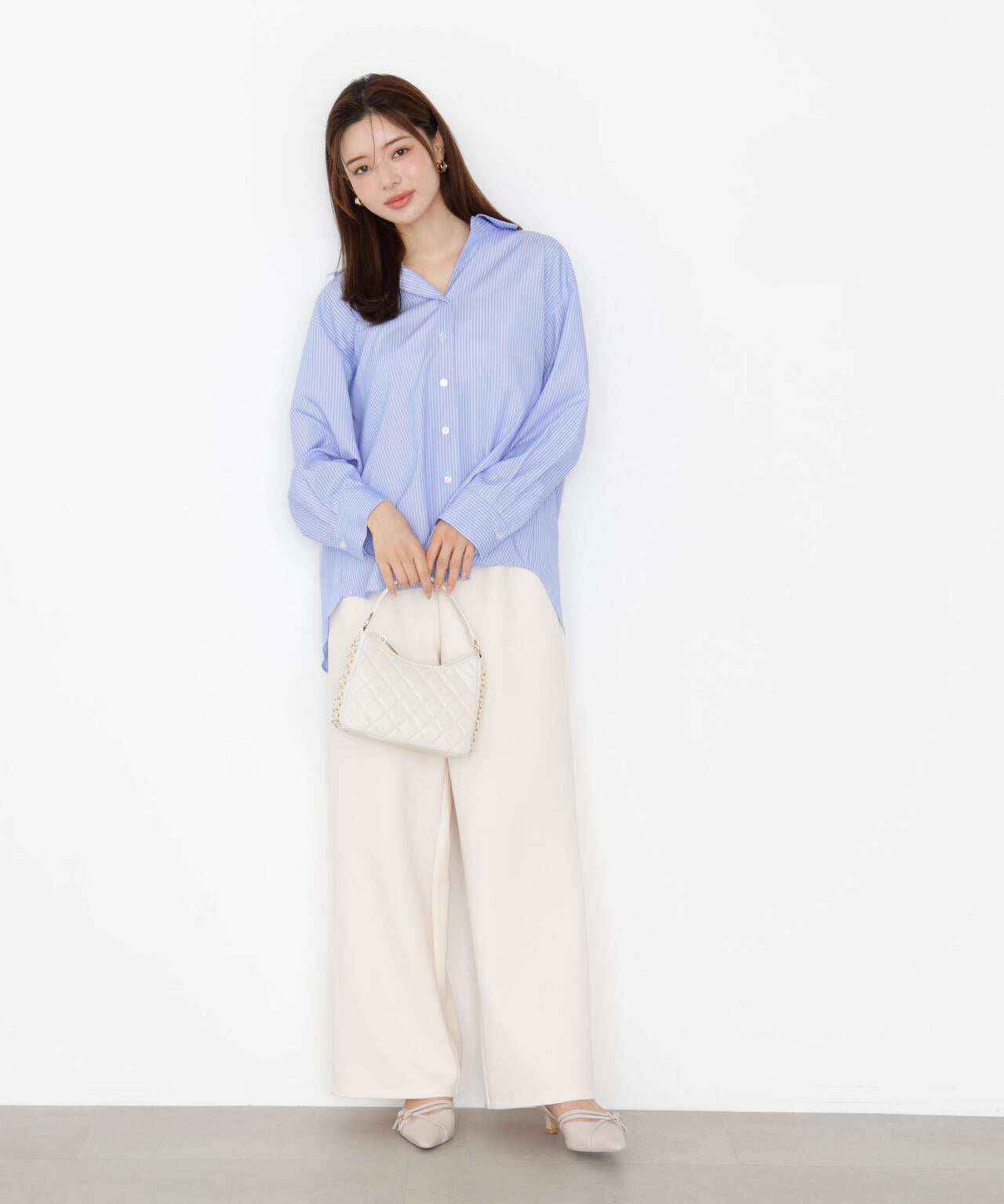 【松川星さん着用】＜ウォッシャブル＞バックリボンシャツ