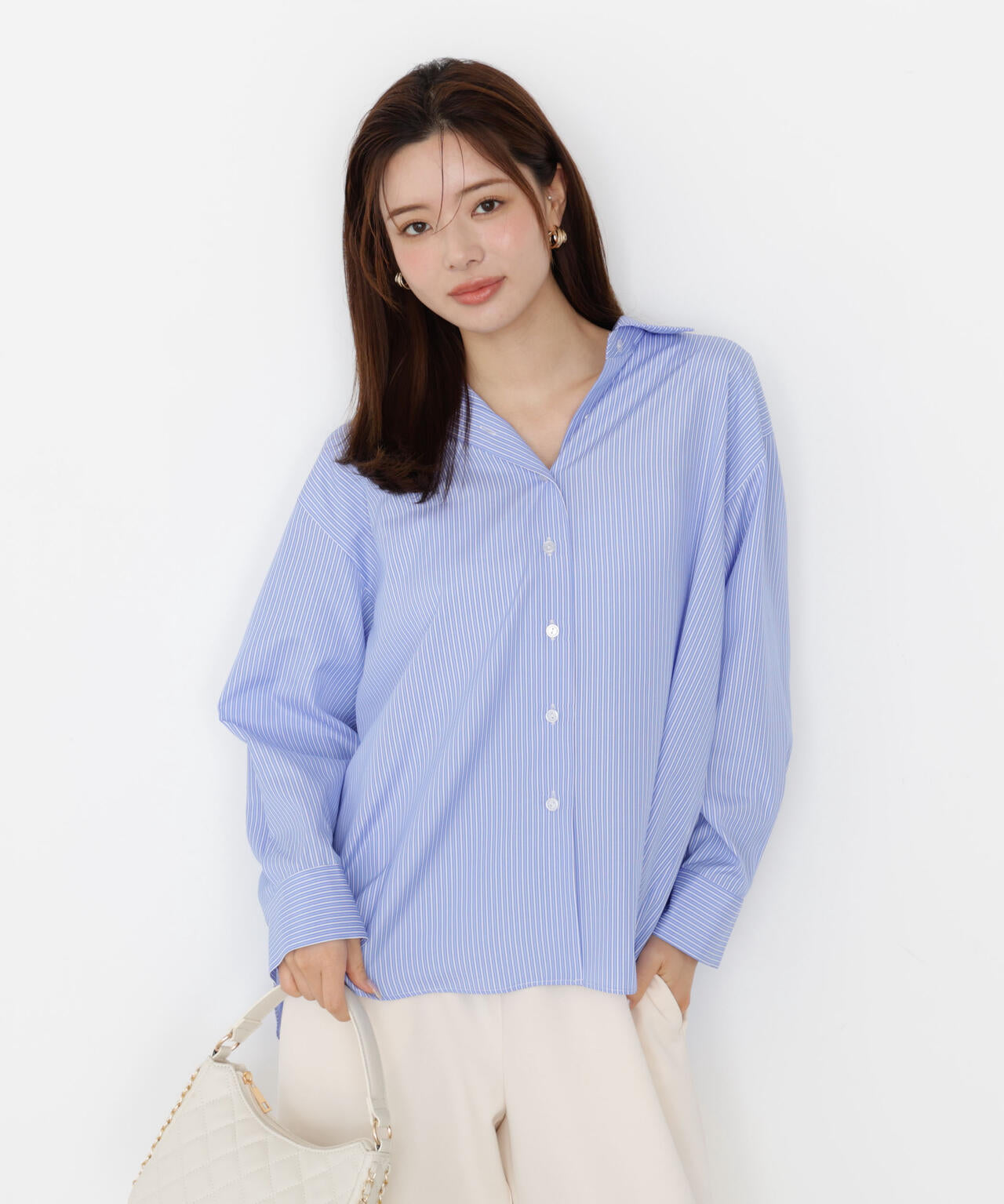 【松川星さん着用】＜ウォッシャブル＞バックリボンシャツ