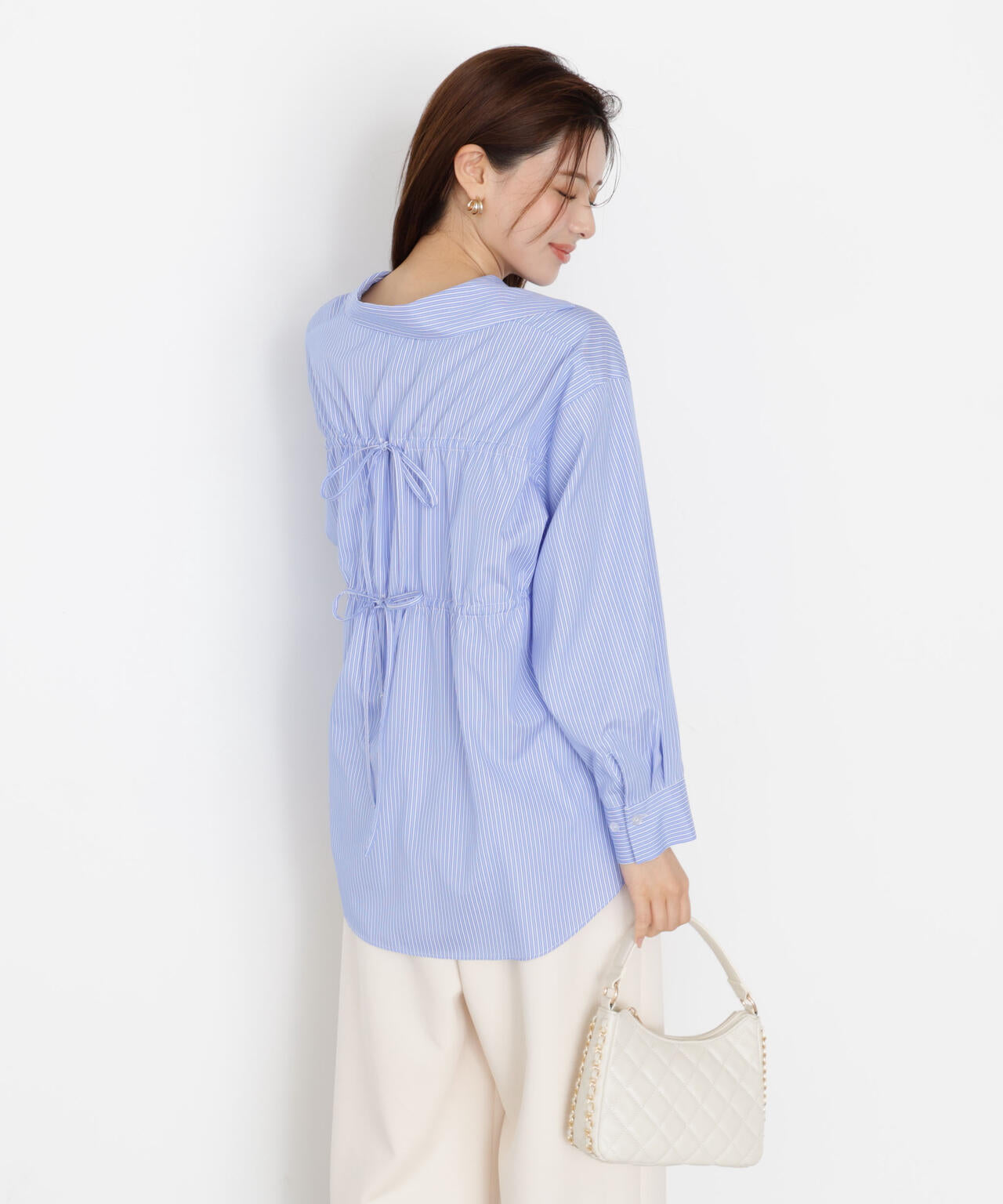 【松川星さん着用】＜ウォッシャブル＞バックリボンシャツ