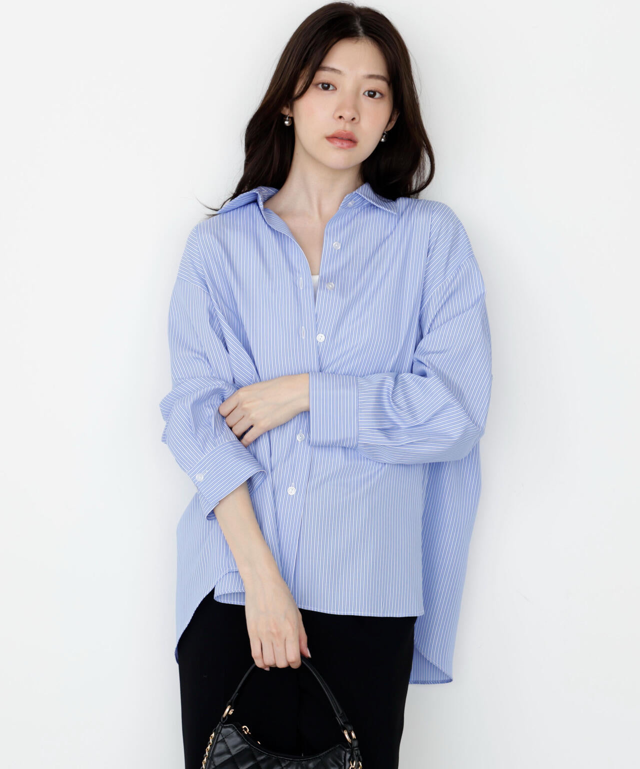 【松川星さん着用】＜ウォッシャブル＞バックリボンシャツ