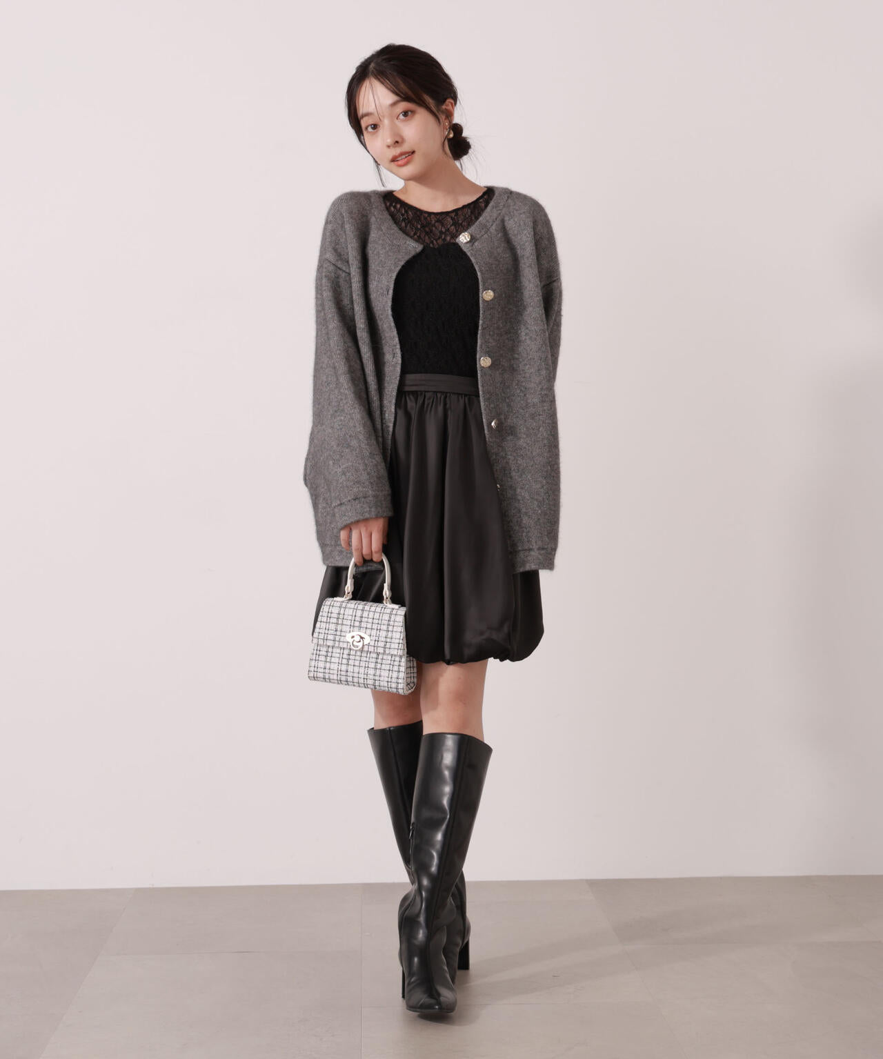 【青島心さん着用】＜ウォッシャブル＞バルーンミニスカート