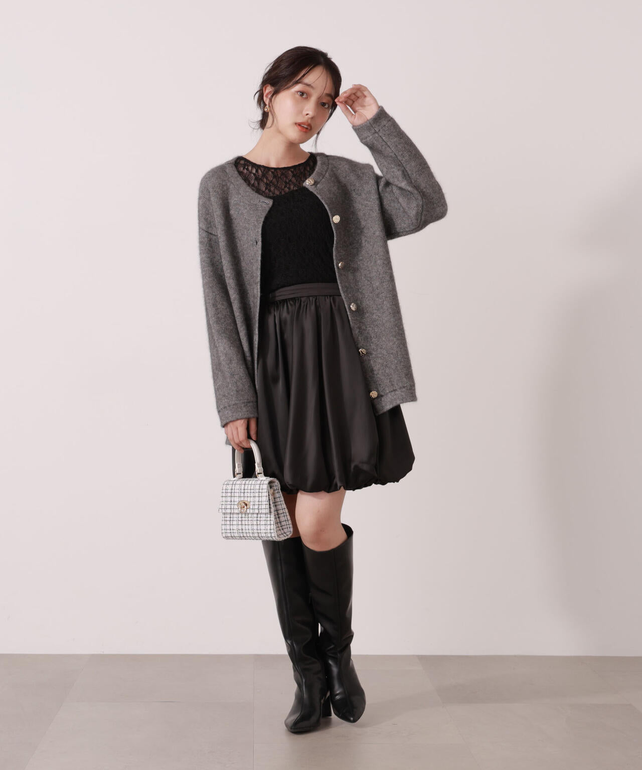 【青島心さん着用】＜ウォッシャブル＞バルーンミニスカート