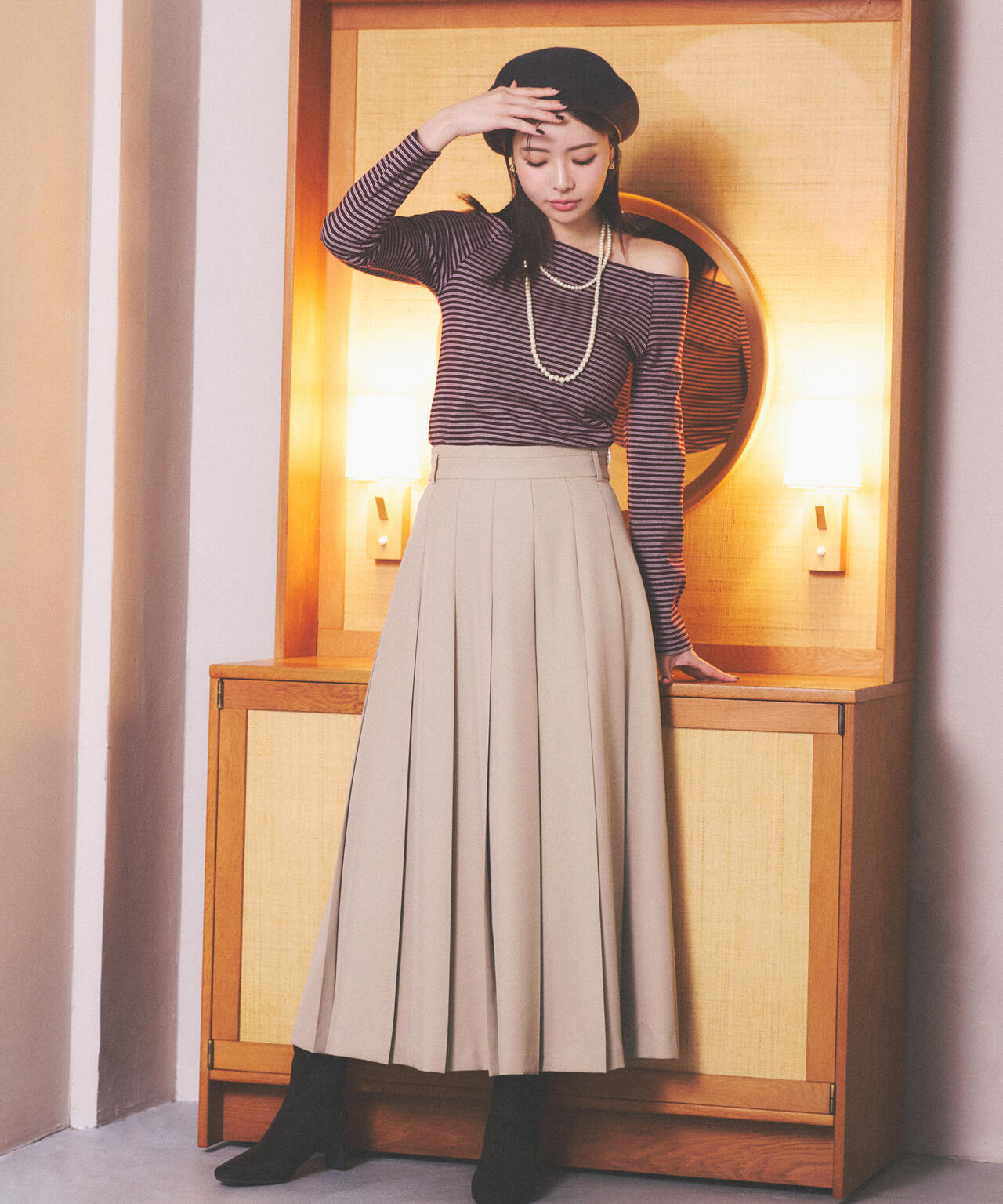 【青島心さん着用】プリーテッドスカート