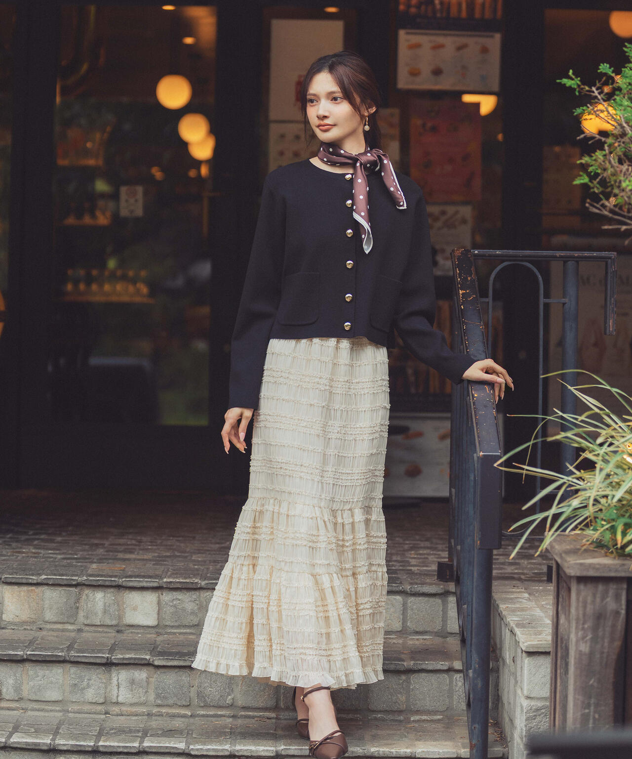 青島心さん着用】シャーリング切り替えスカート | PROPORTION BODY