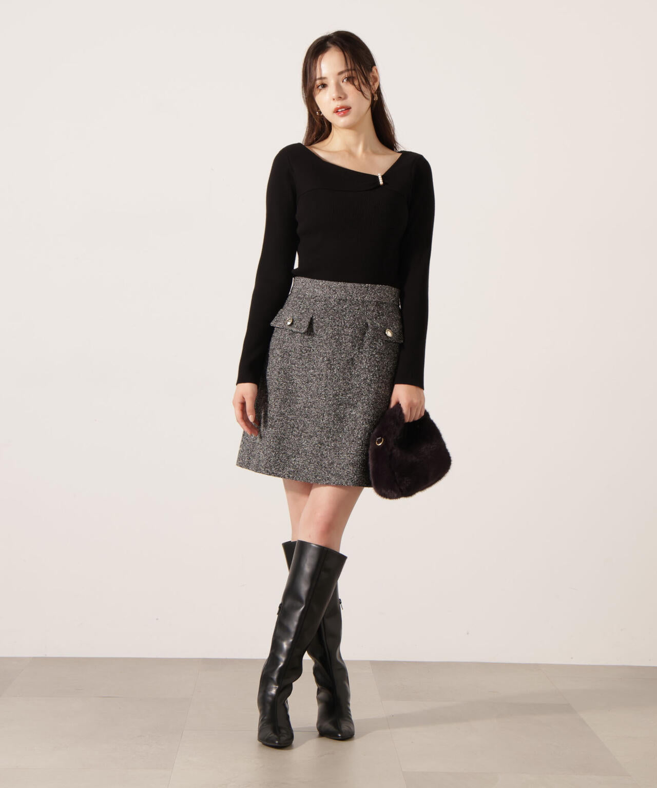 【青島心さん着用】ツイードミニスカート