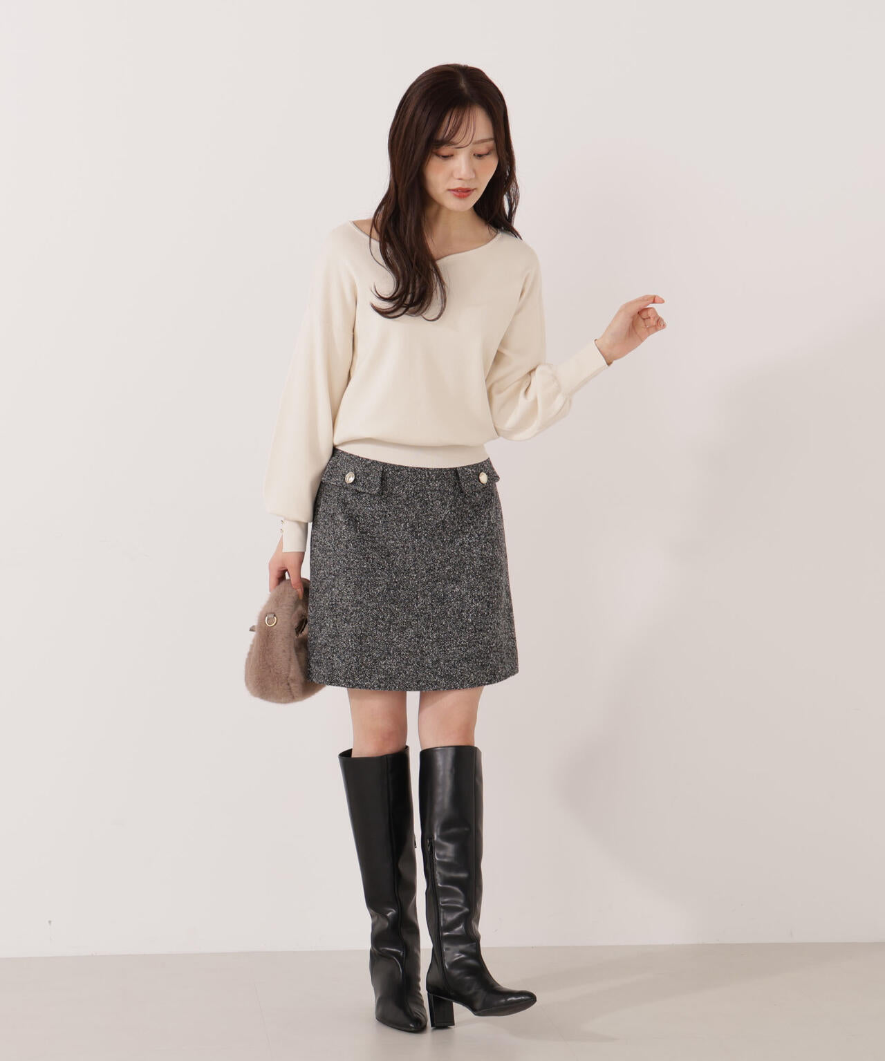 【青島心さん着用】ツイードミニスカート