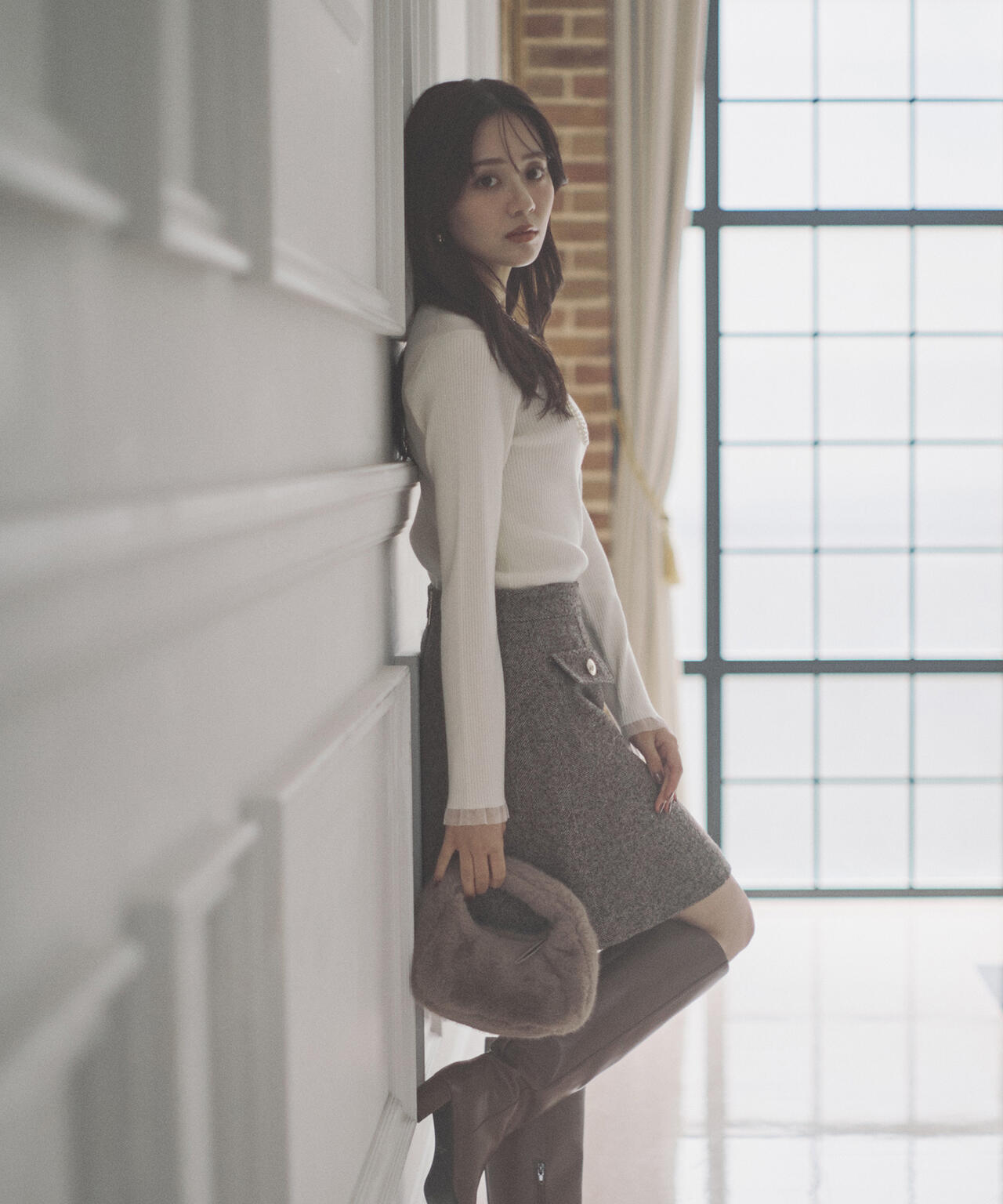 【青島心さん着用】ツイードミニスカート