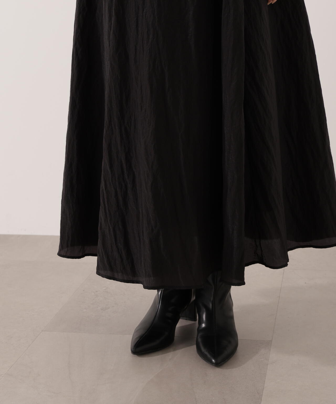 【青島心さん着用】ベルト付きシアーフレアスカート