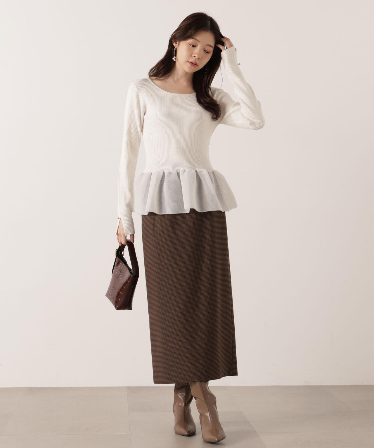 【加藤栞さん着用】ギンガムナロータイトスカート