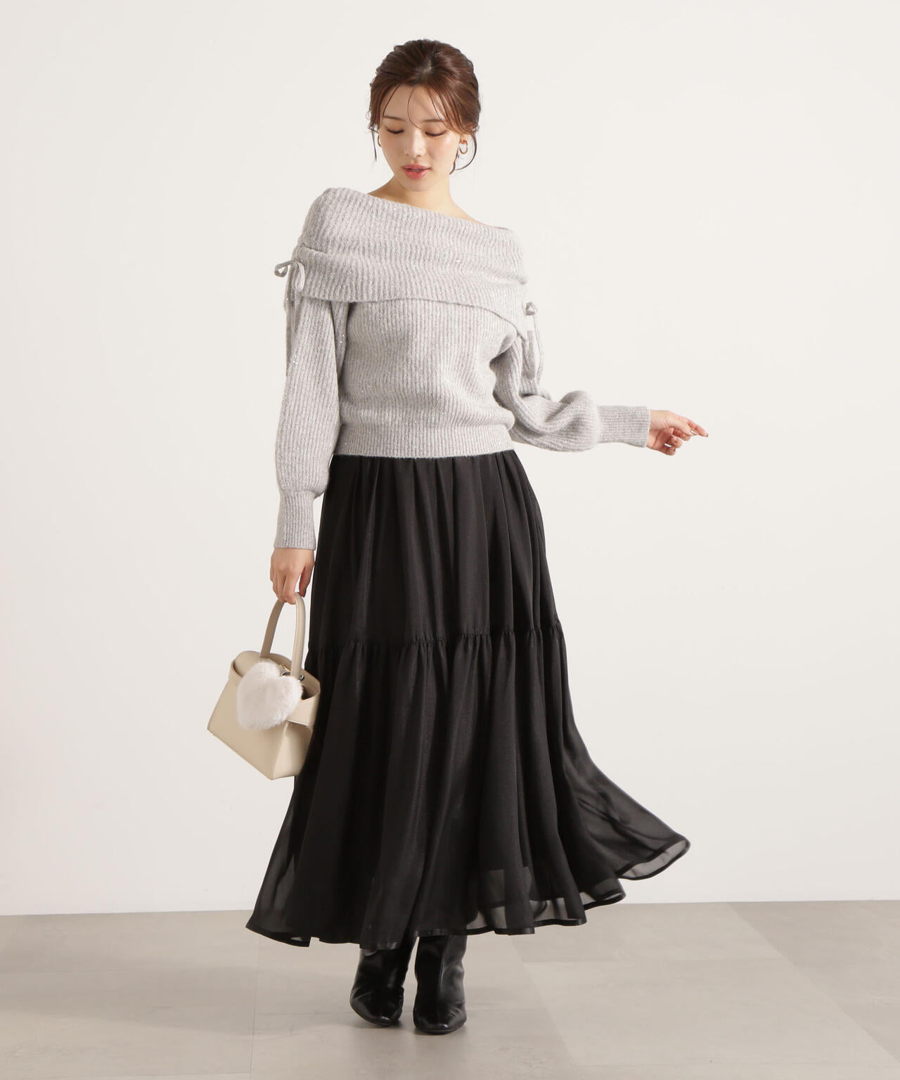 【加藤栞さん着用】シアーティアードスカート