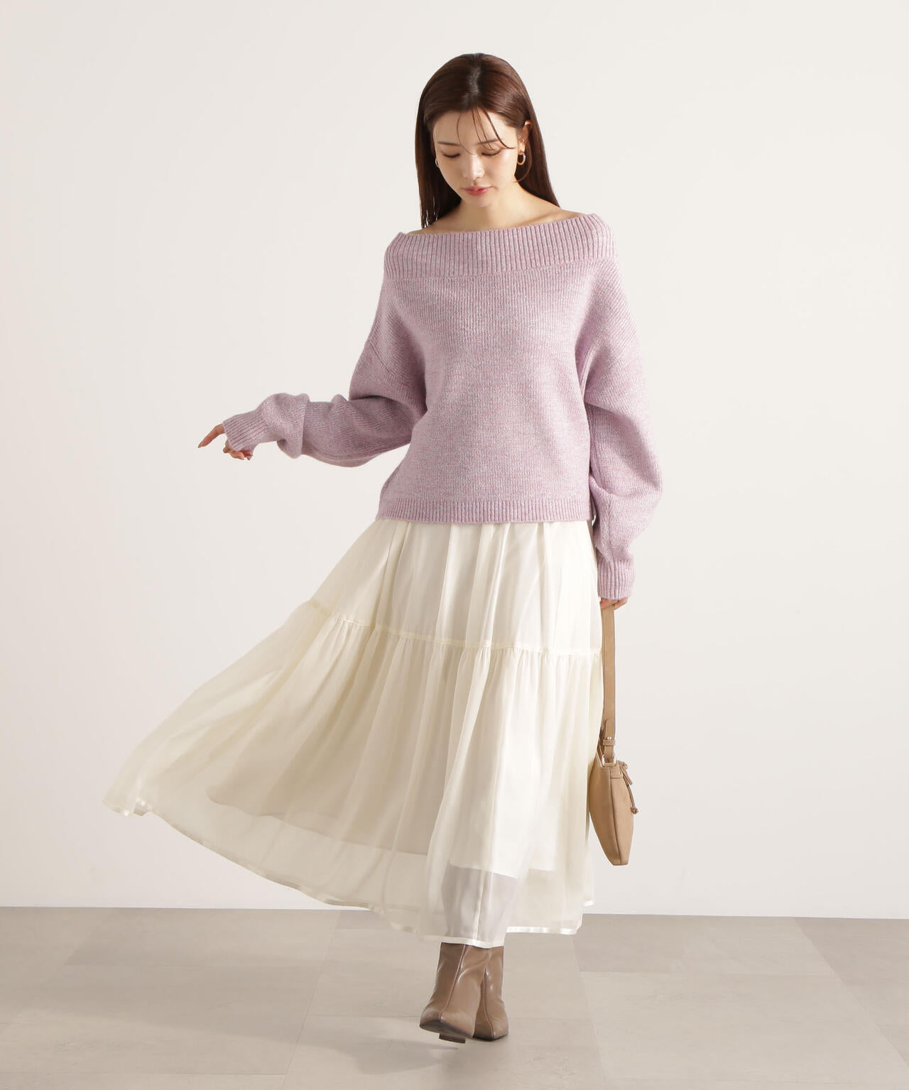 【加藤栞さん着用】シアーティアードスカート