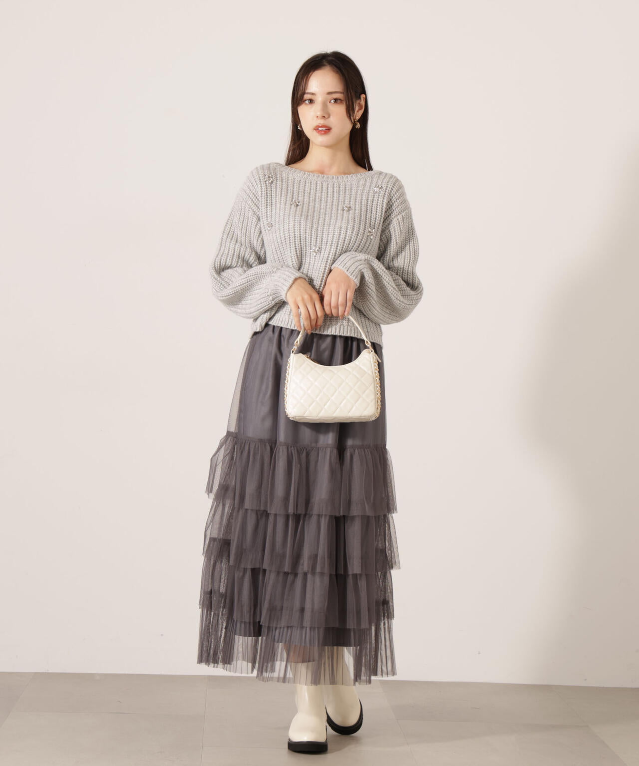 加藤栞さん着用】部分プリーツティアードスカート | PROPORTION BODY