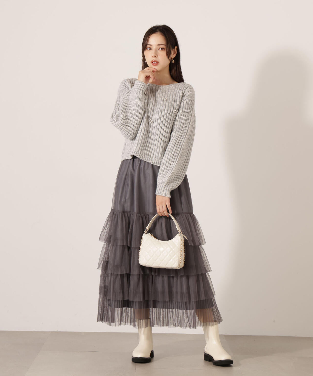 加藤栞さん着用】部分プリーツティアードスカート | PROPORTION BODY