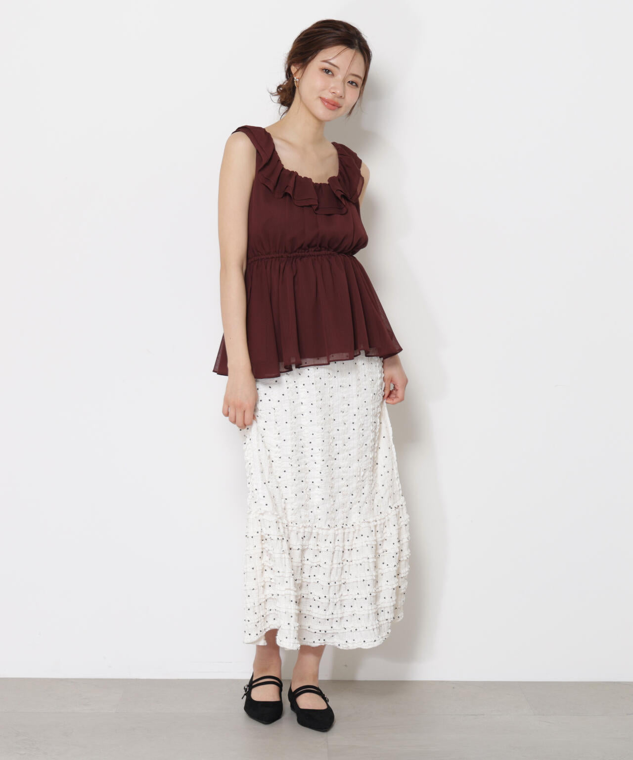 カットレース切り替えスカート