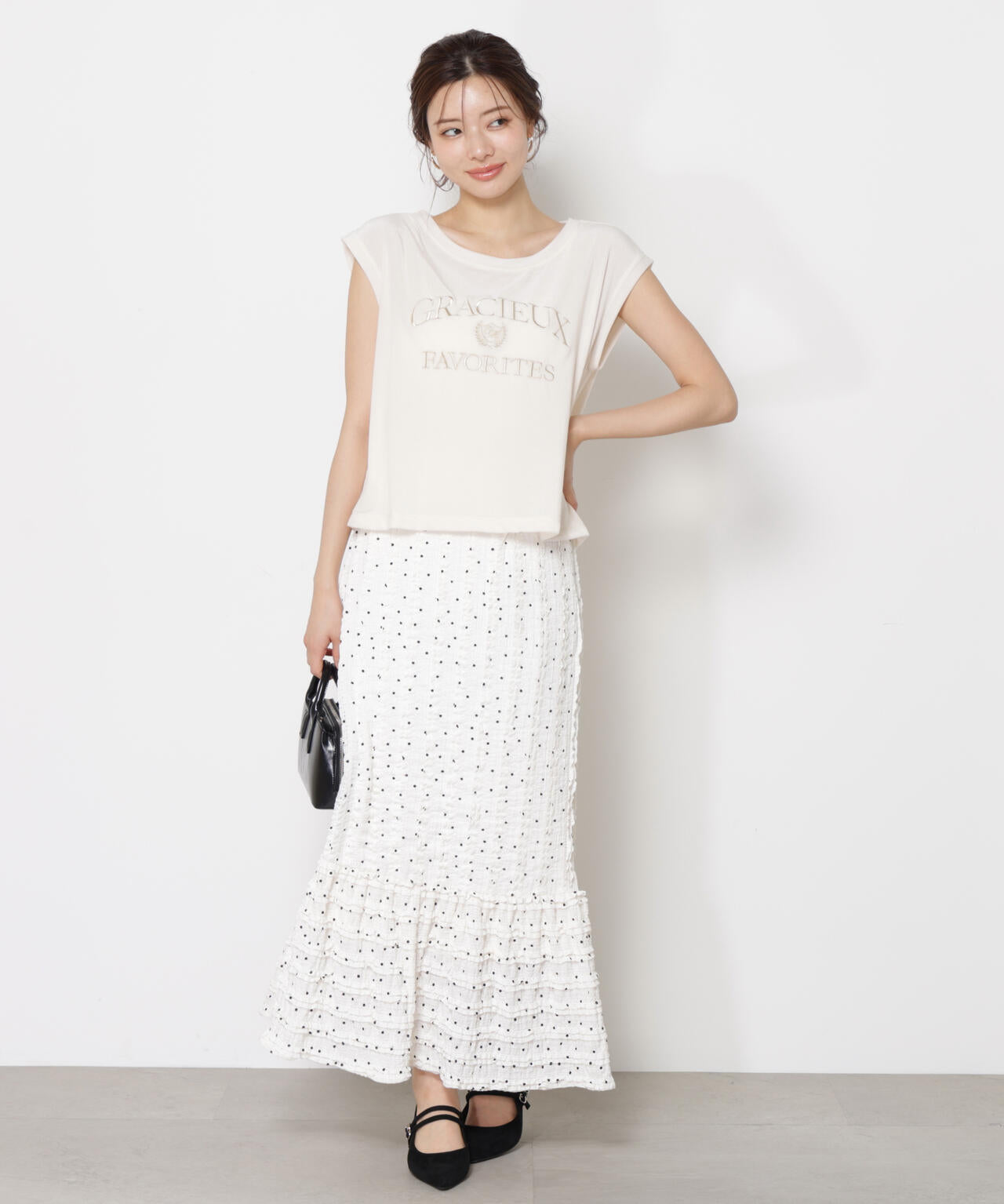 カットレース切り替えスカート