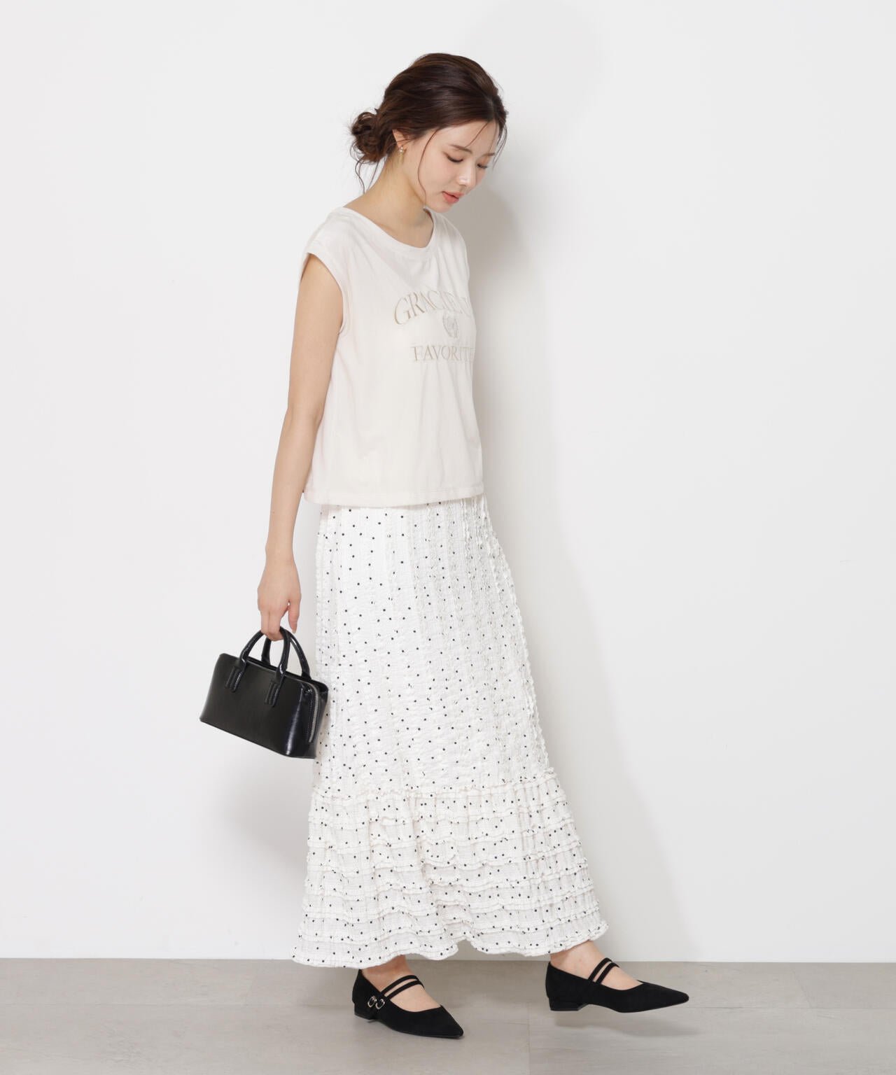 カットレース切り替えスカート