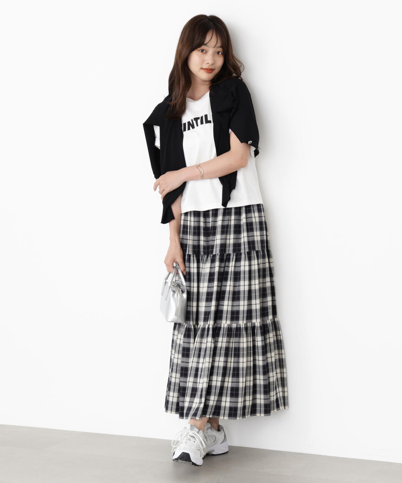 チェック柄ティアードスカート