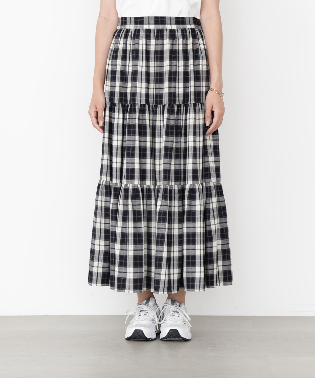 チェック柄ティアードスカート