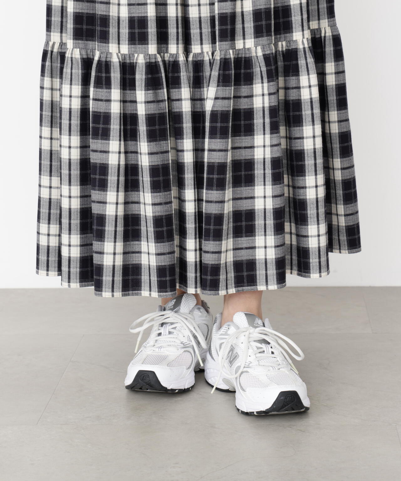 チェック柄ティアードスカート