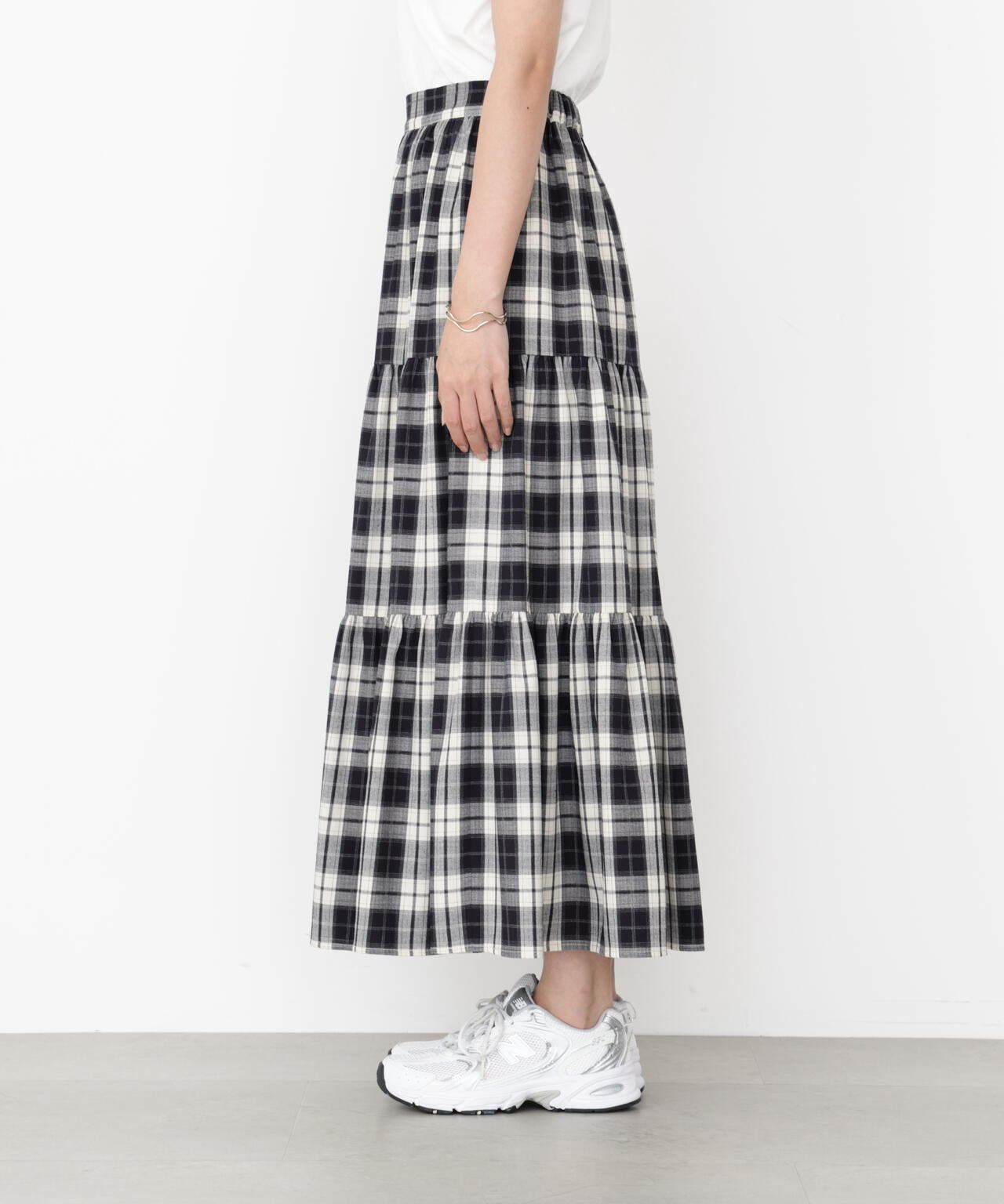 チェック柄ティアードスカート