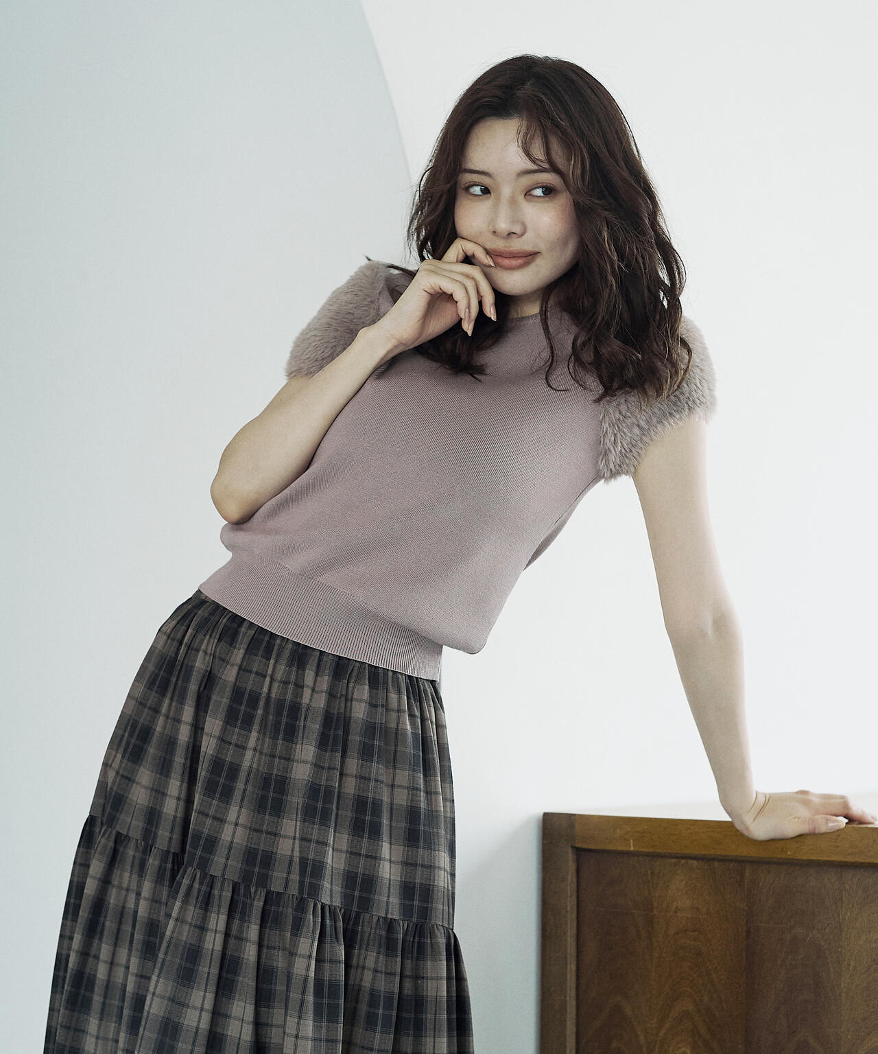 チェック柄ティアードスカート