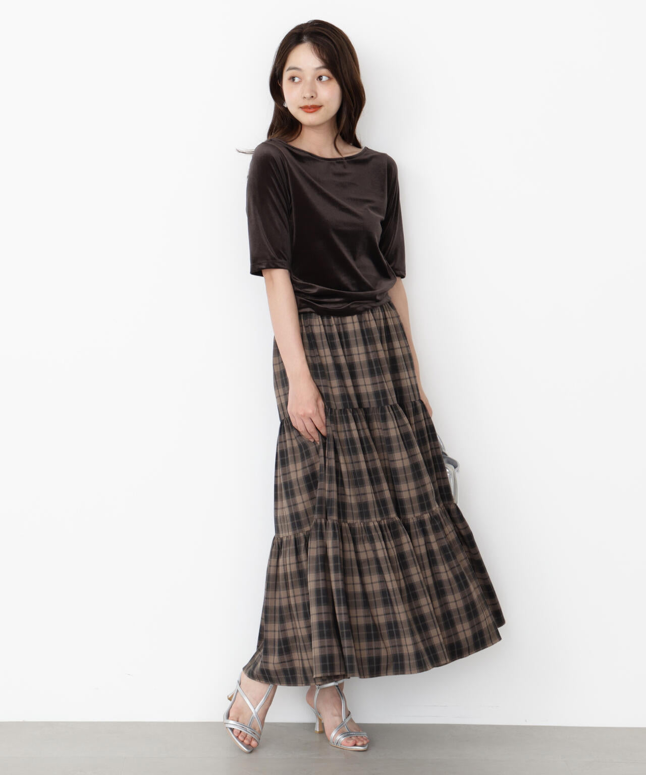 チェック柄ティアードスカート