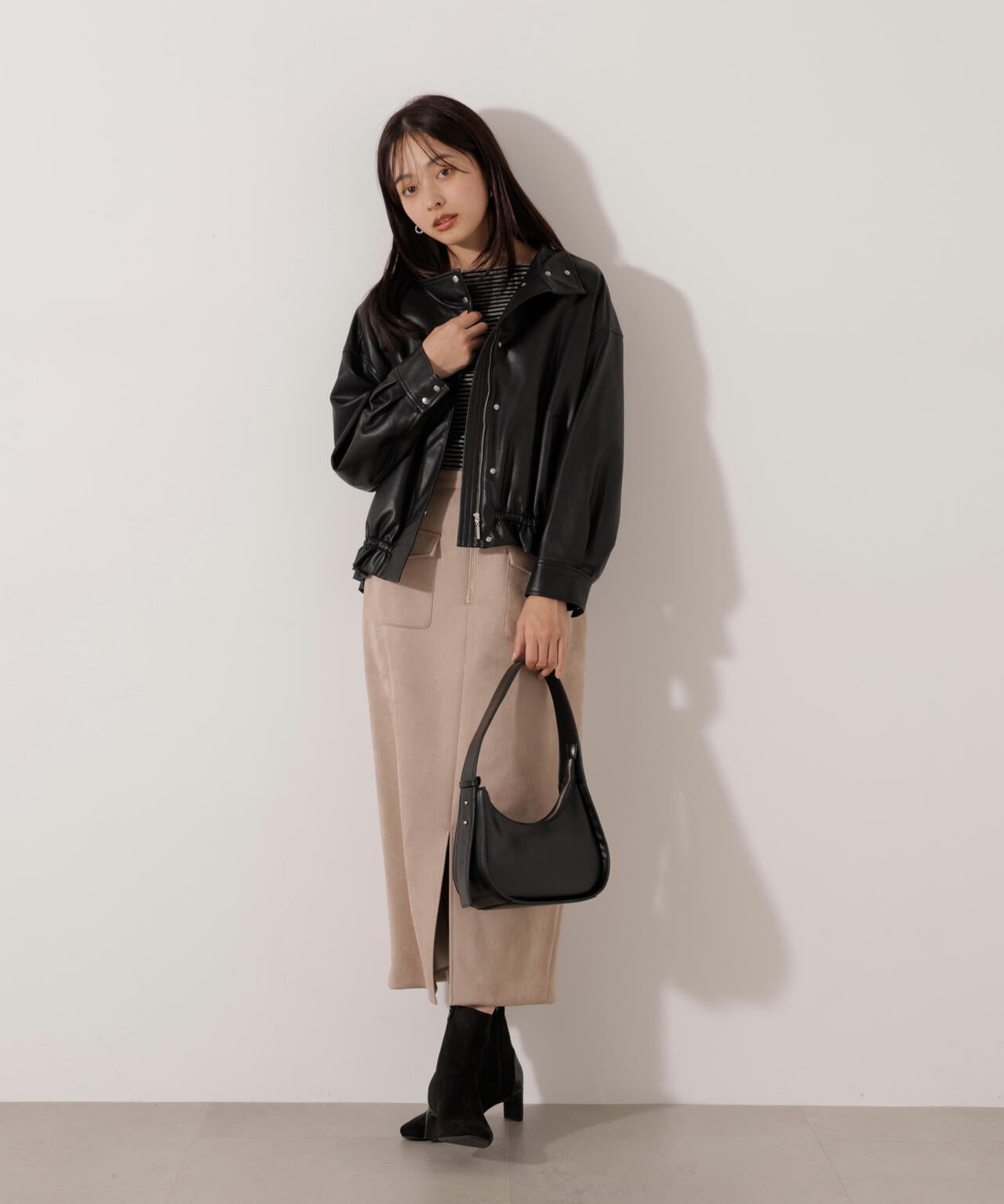 松川星さん着用】ダンボールフェイクスエードタイトスカート