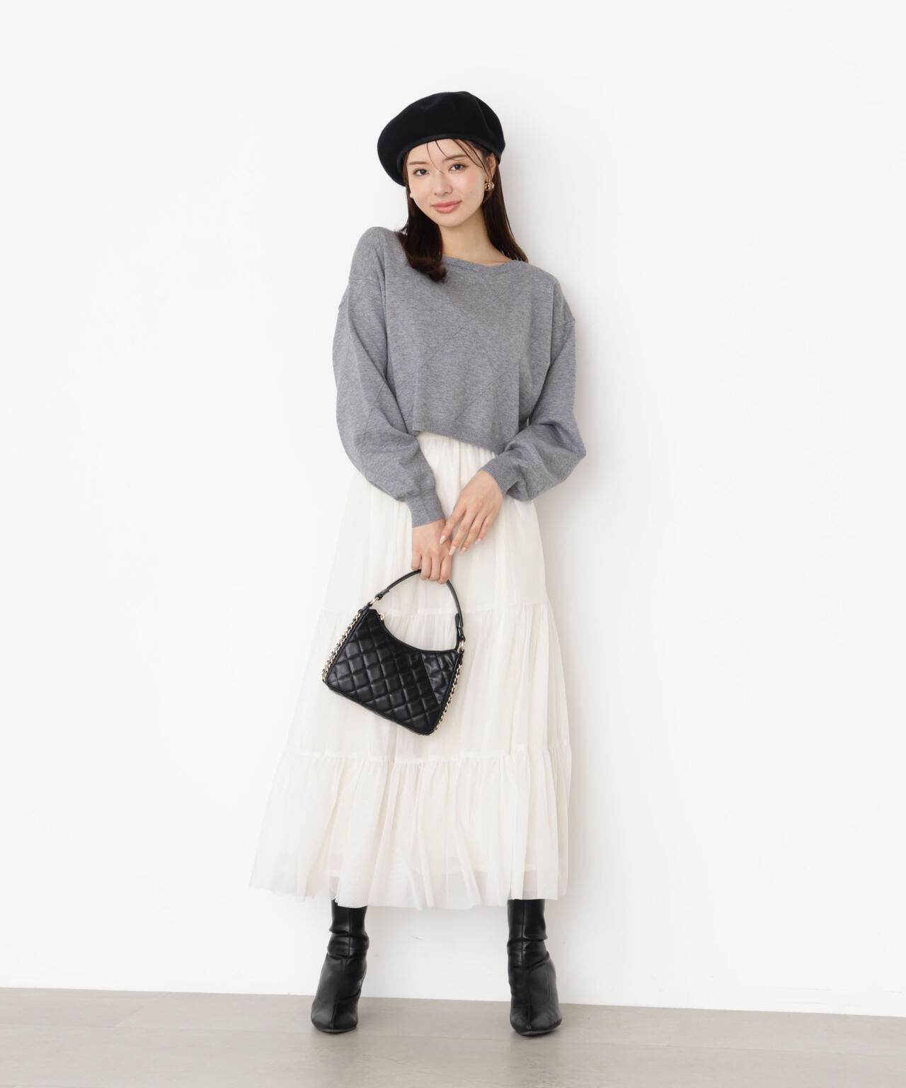 チュールティアードスカート