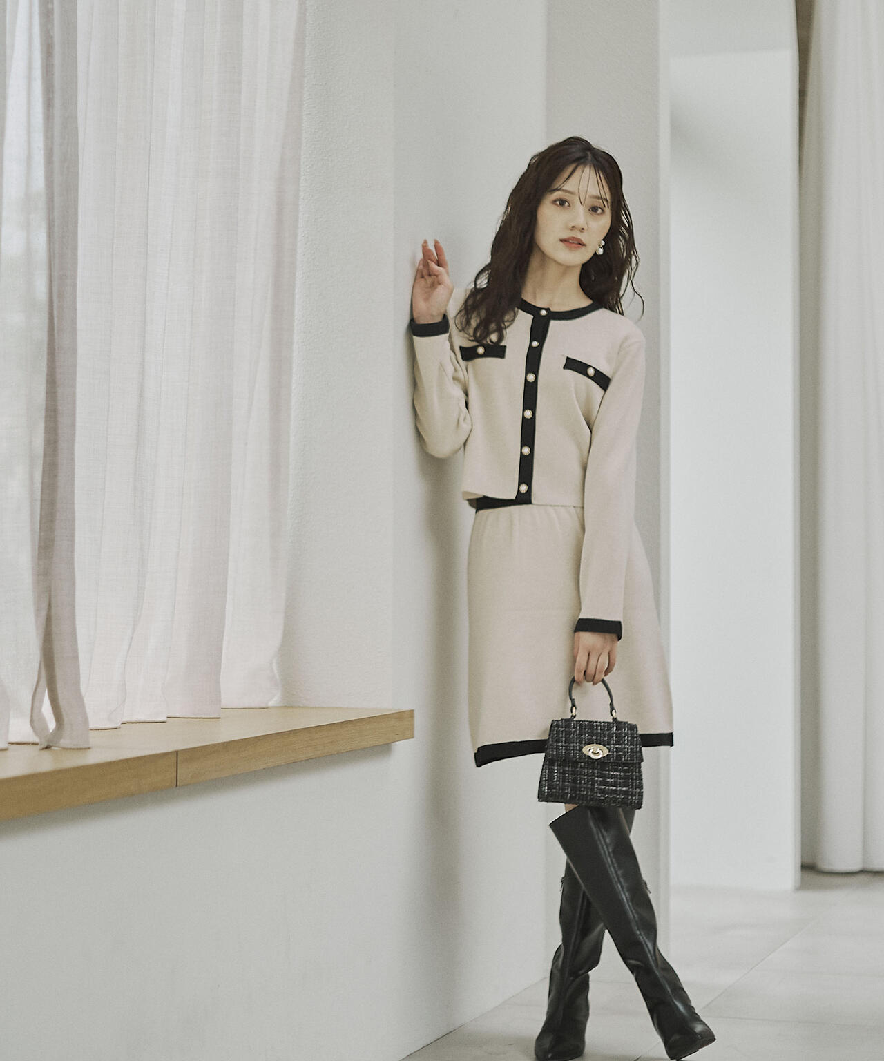 プロポーションボディドレッシング　ニットミニスカートセットアップ　S エクリュ ニットミニスカート | PROPORTION BODY DRESSING