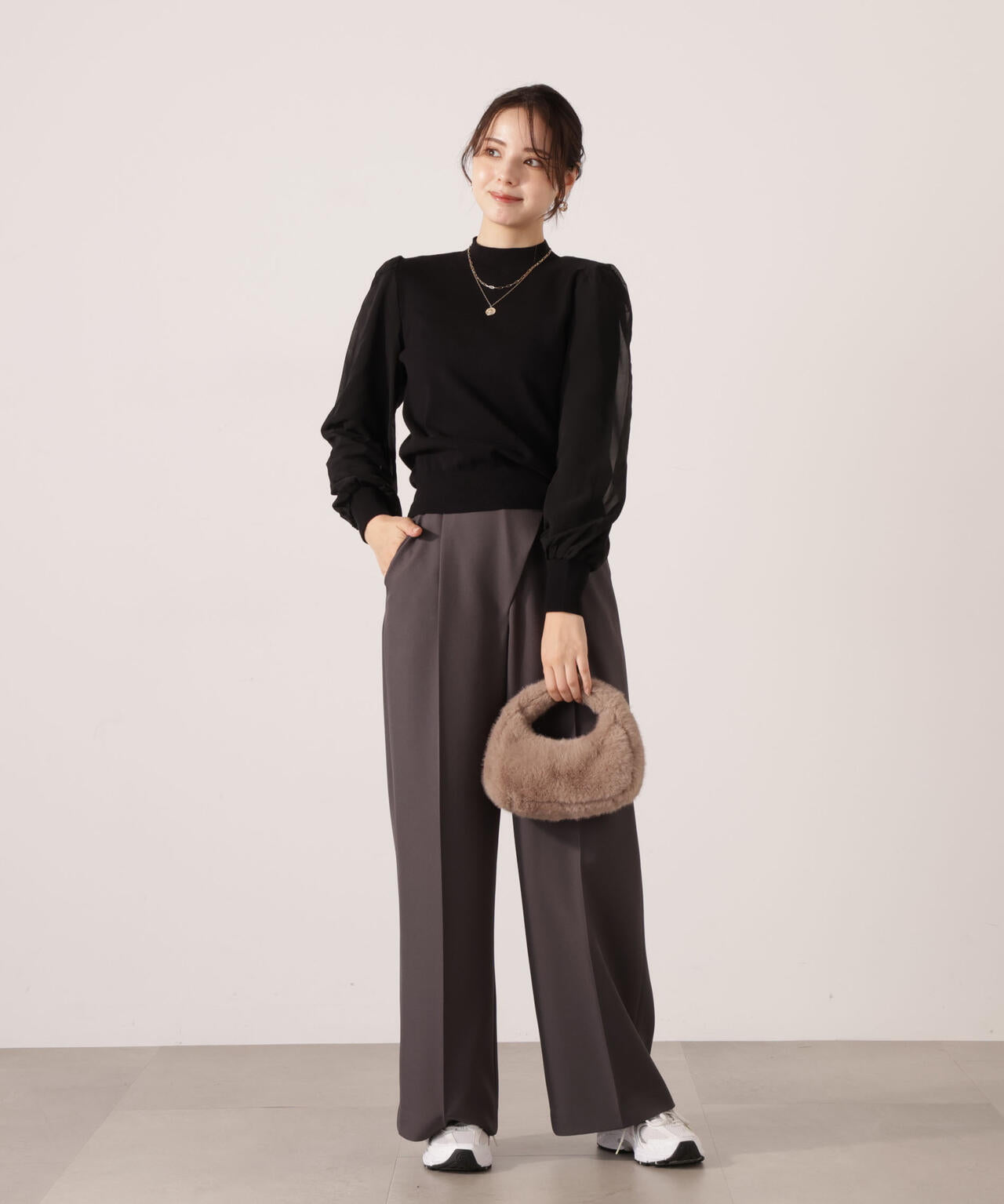 【加藤栞さん着用】ハイウエストラップパンツ