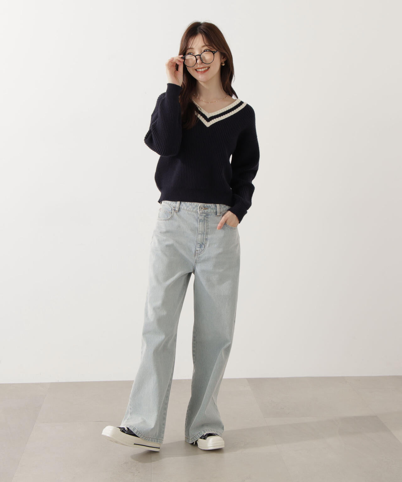 【加藤栞さん着用】ワイドデニムパンツ