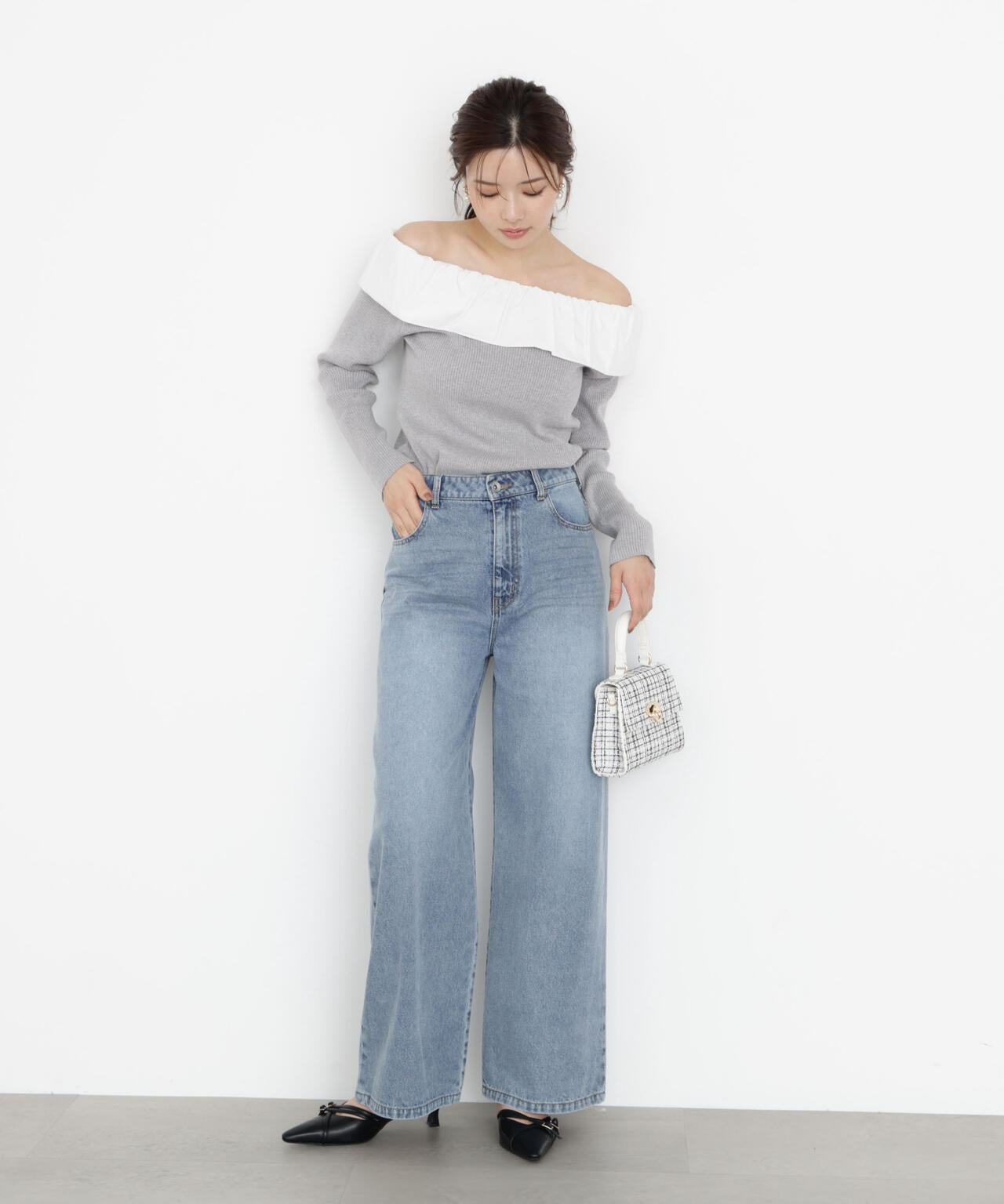 【加藤栞さん着用】ワイドデニムパンツ