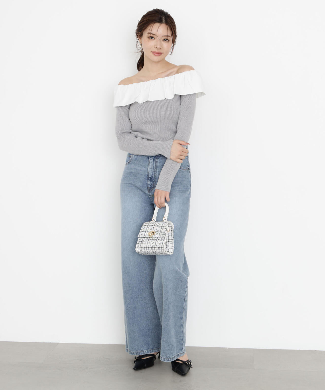 【加藤栞さん着用】ワイドデニムパンツ