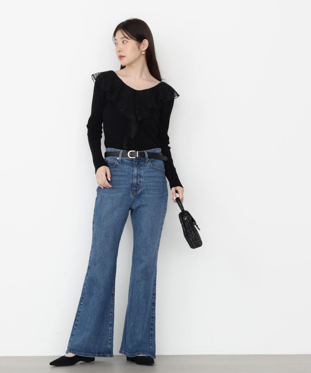 PRE_ プレ フレアパンツ DRESS JEANS FLARE 再構築 ブラ