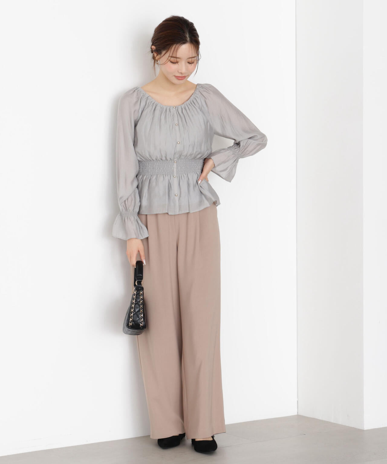 ＜ウォッシャブル＞ウエストゴムワイドパンツ【official site・一部店舗限定】