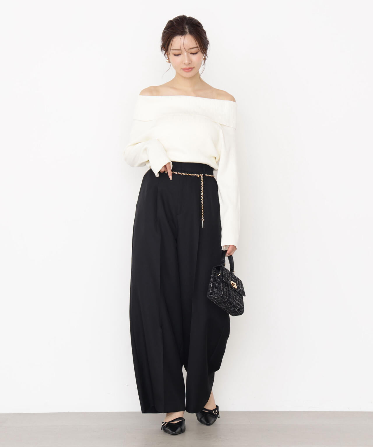 ＜谷川菜奈さんコラボ＞チェーン付きワイドパンツ