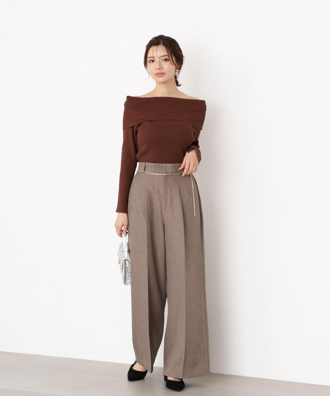 ＜谷川菜奈さんコラボ＞チェーン付きワイドパンツ