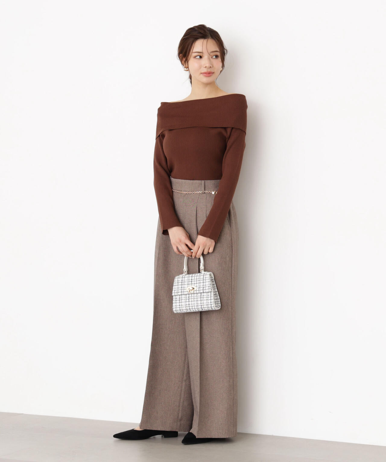 ＜谷川菜奈さんコラボ＞チェーン付きワイドパンツ