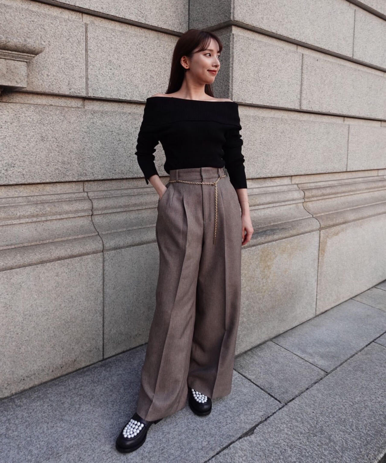 谷川菜奈さんコラボ＞チェーン付きワイドパンツ | PROPORTION BODY