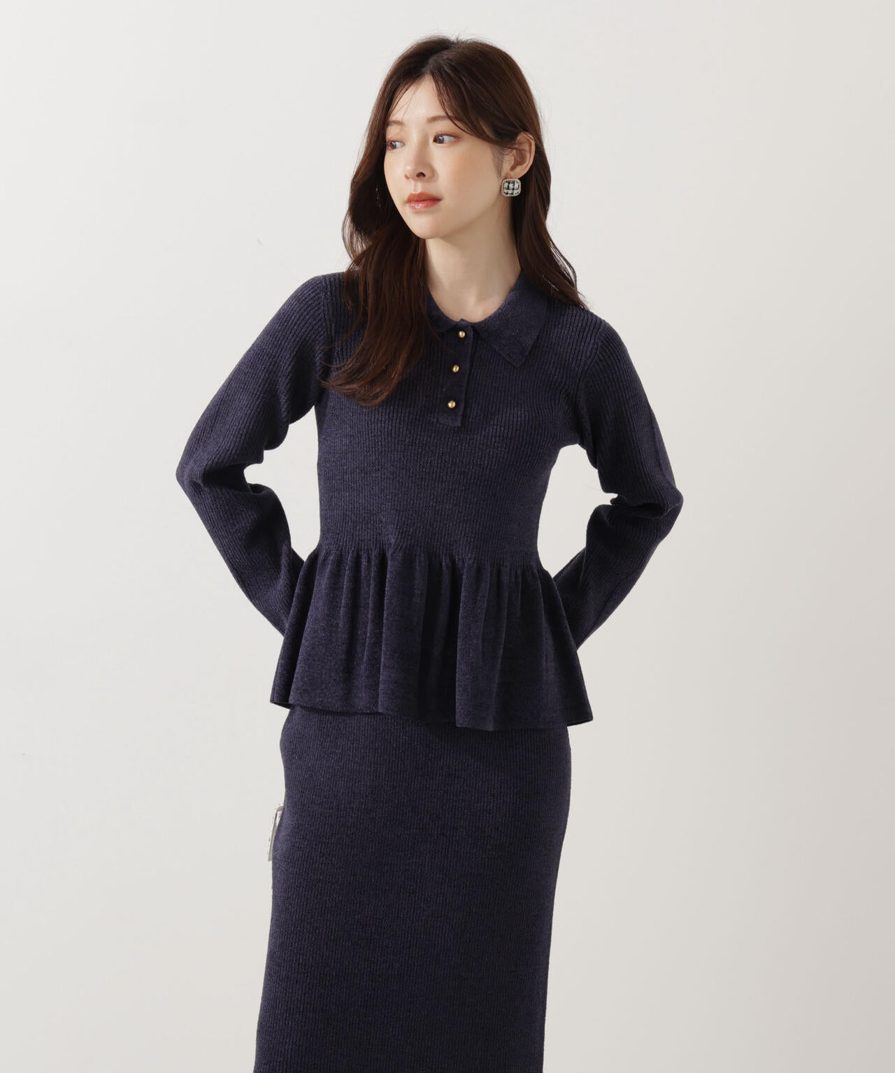 青島心さん着用】ポロペプラムSETUP | PROPORTION BODY DRESSING 青島心さん着用】ポロペプラムSETUP | PROPORTION BODY DRESSING