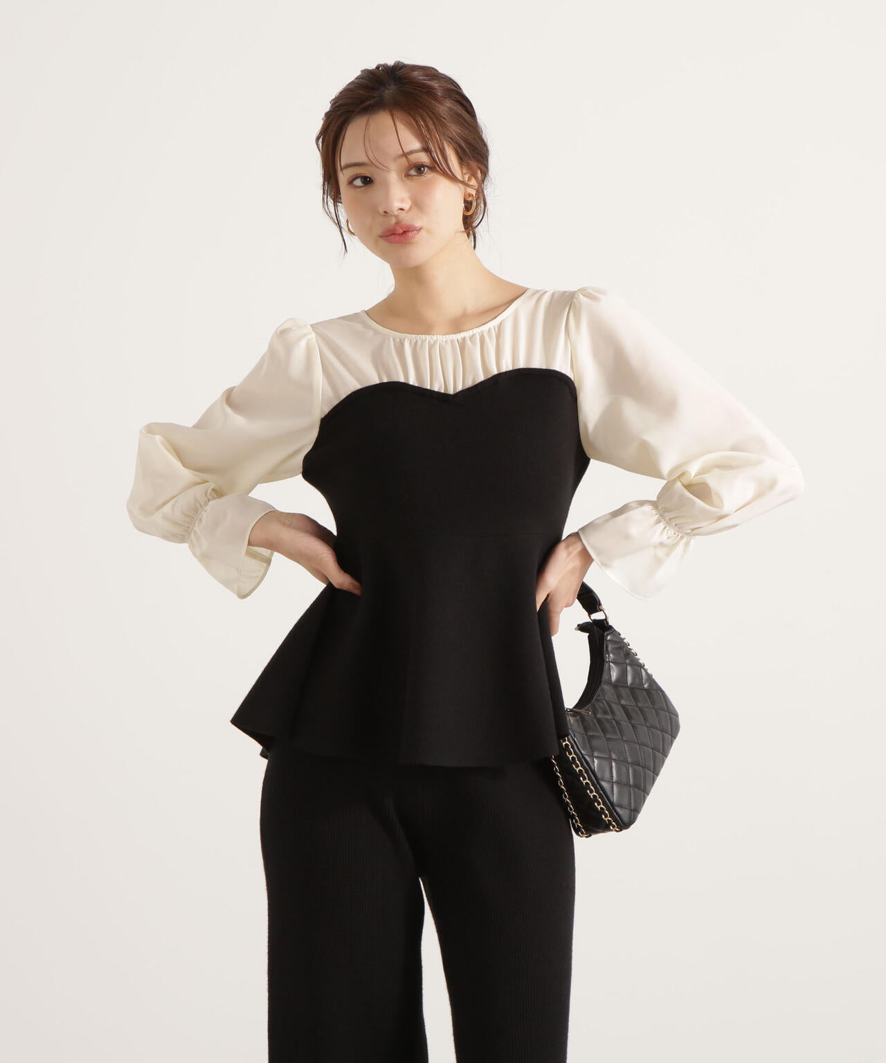 プロポーション ボディドレッシング（PROPORTION BODY DRESSING）/＜ウォッシャブル＞シアードッキングペプラムニットSETUP ウォッシャブル＞シアードッキングペプラムニットSETUP | PROPORTION