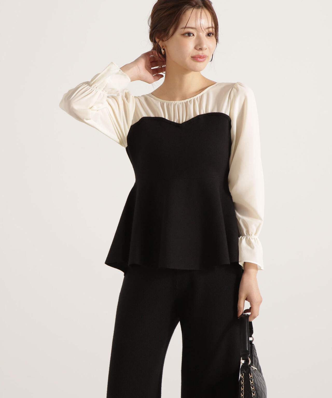 ウォッシャブル＞シアードッキングペプラムニットSETUP | PROPORTION