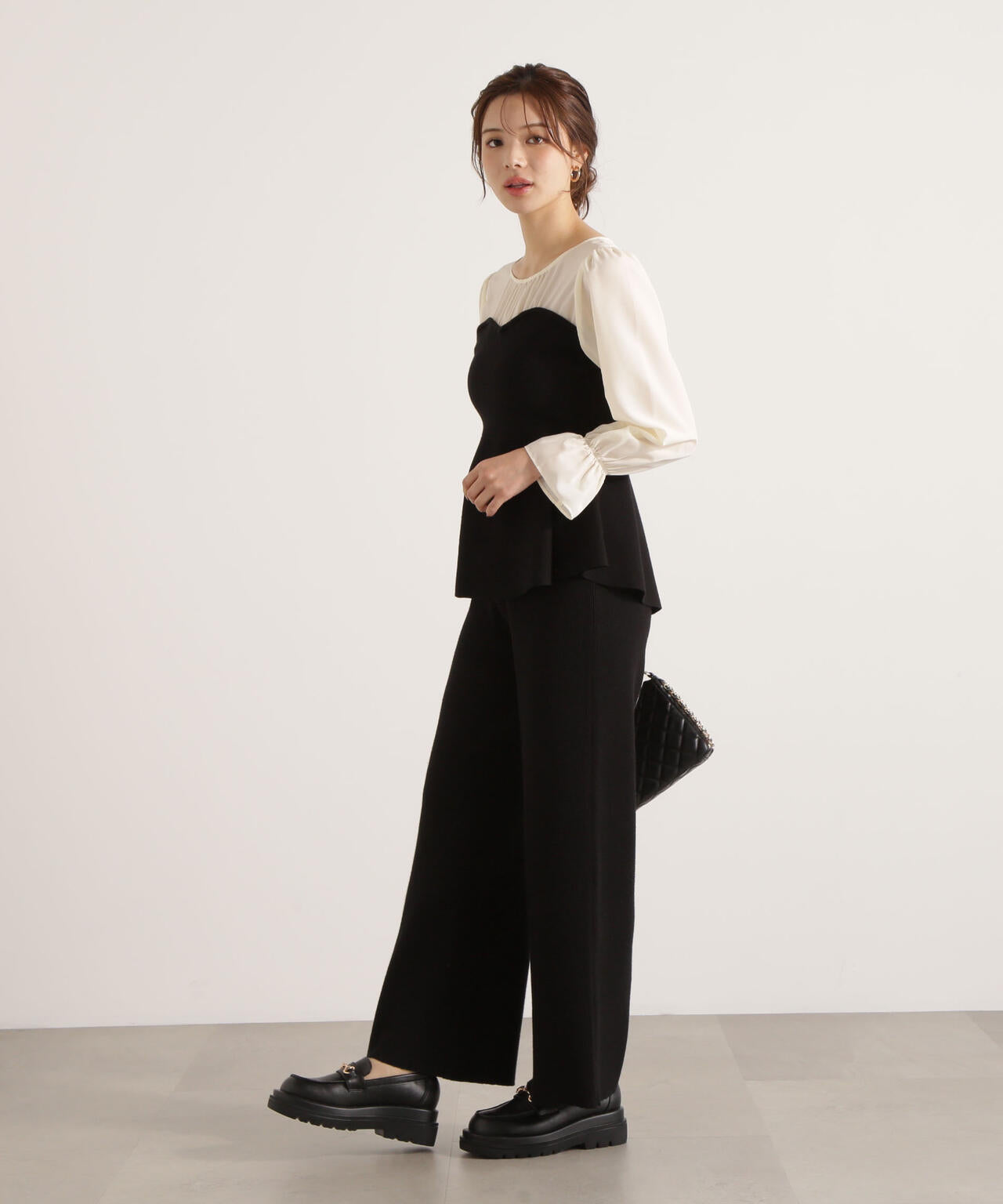 ウォッシャブル＞シアードッキングペプラムニットSETUP | PROPORTION