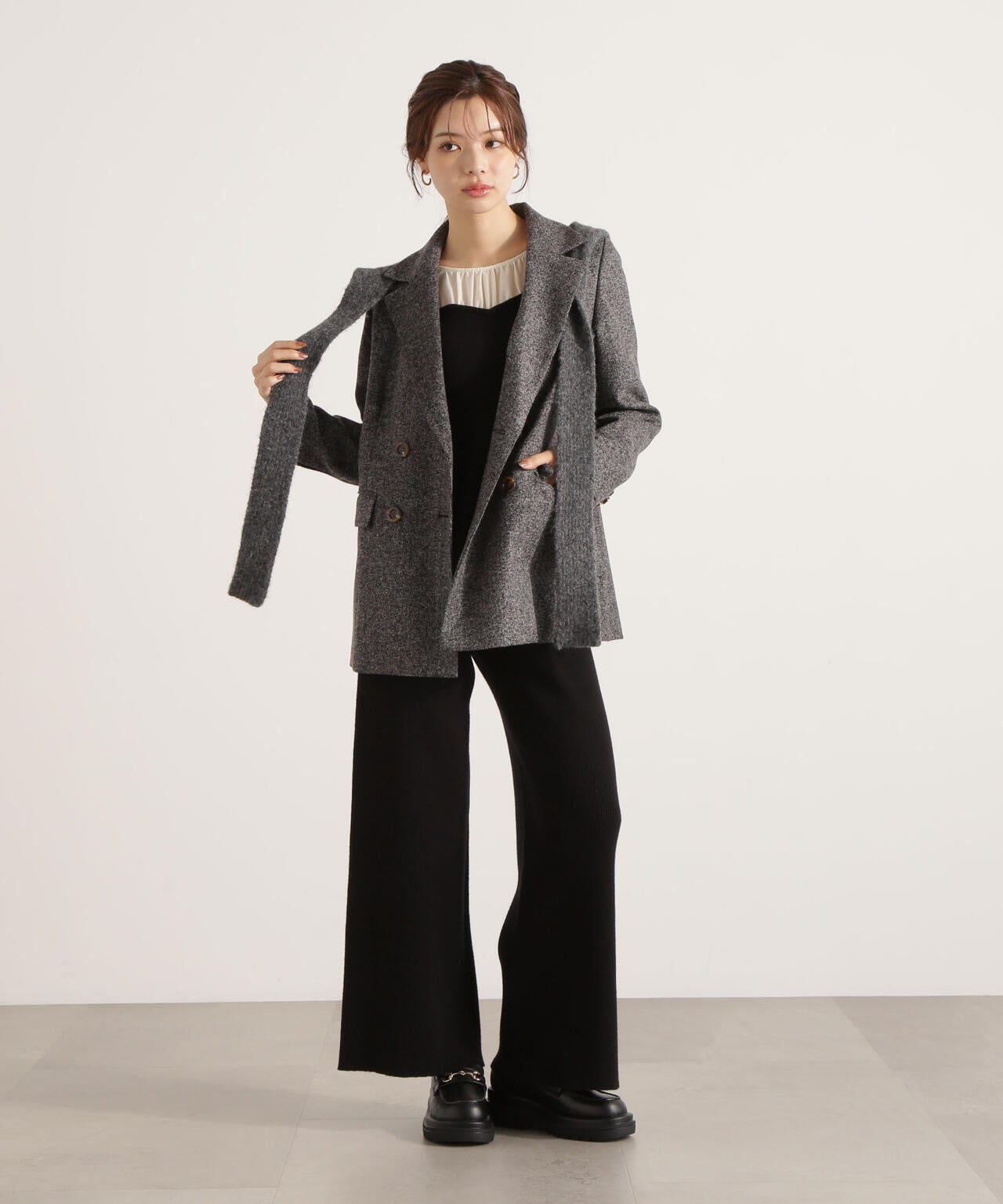 ウォッシャブル＞シアードッキングペプラムニットSETUP | PROPORTION