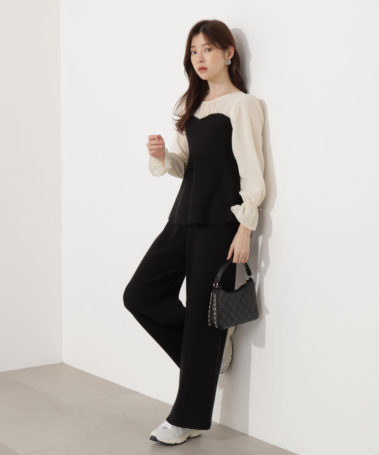 ウォッシャブル＞シアードッキングペプラムニットSETUP | PROPORTION