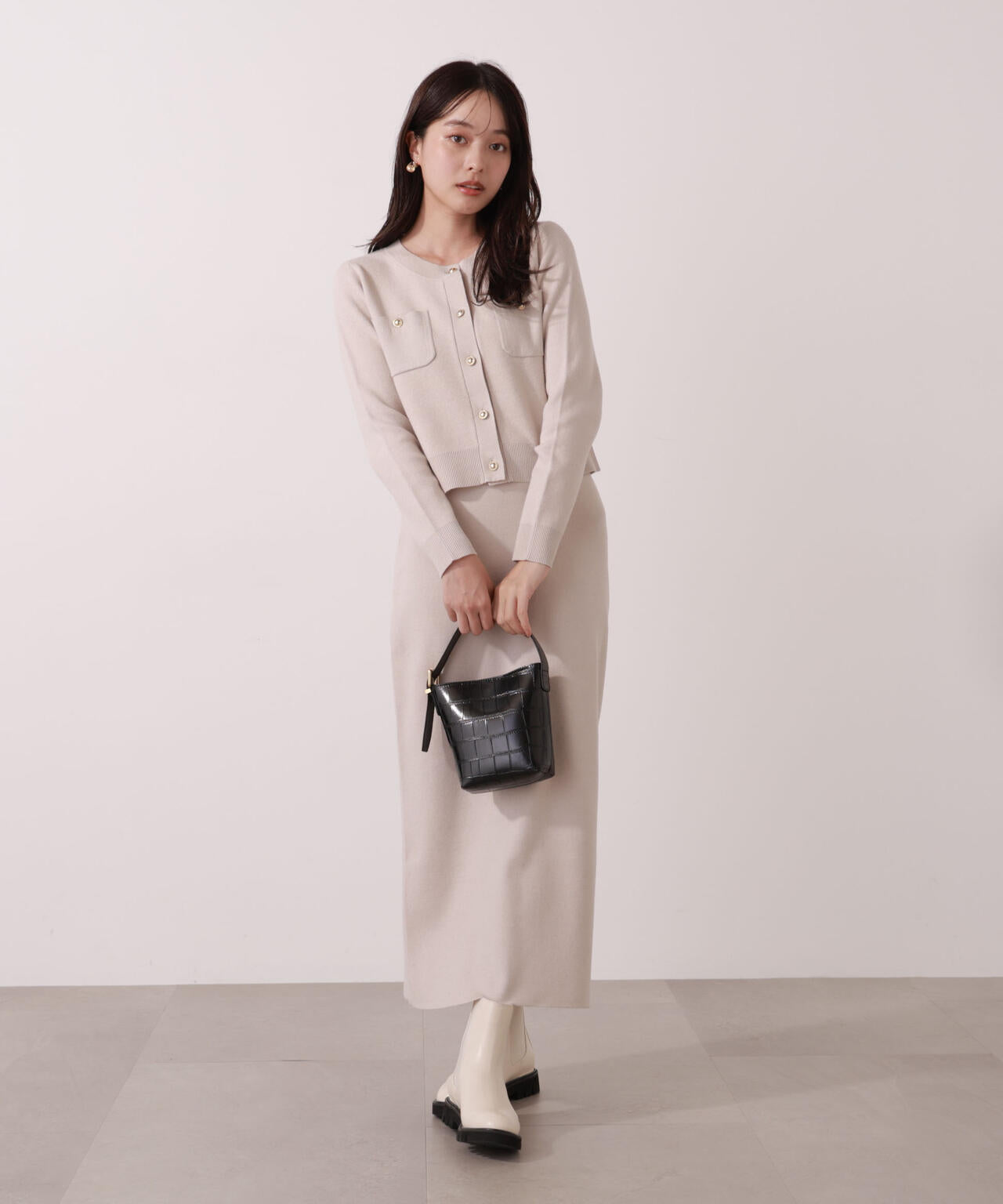 【一部再入荷】 青島心さん着用 ステッチニットSETUP