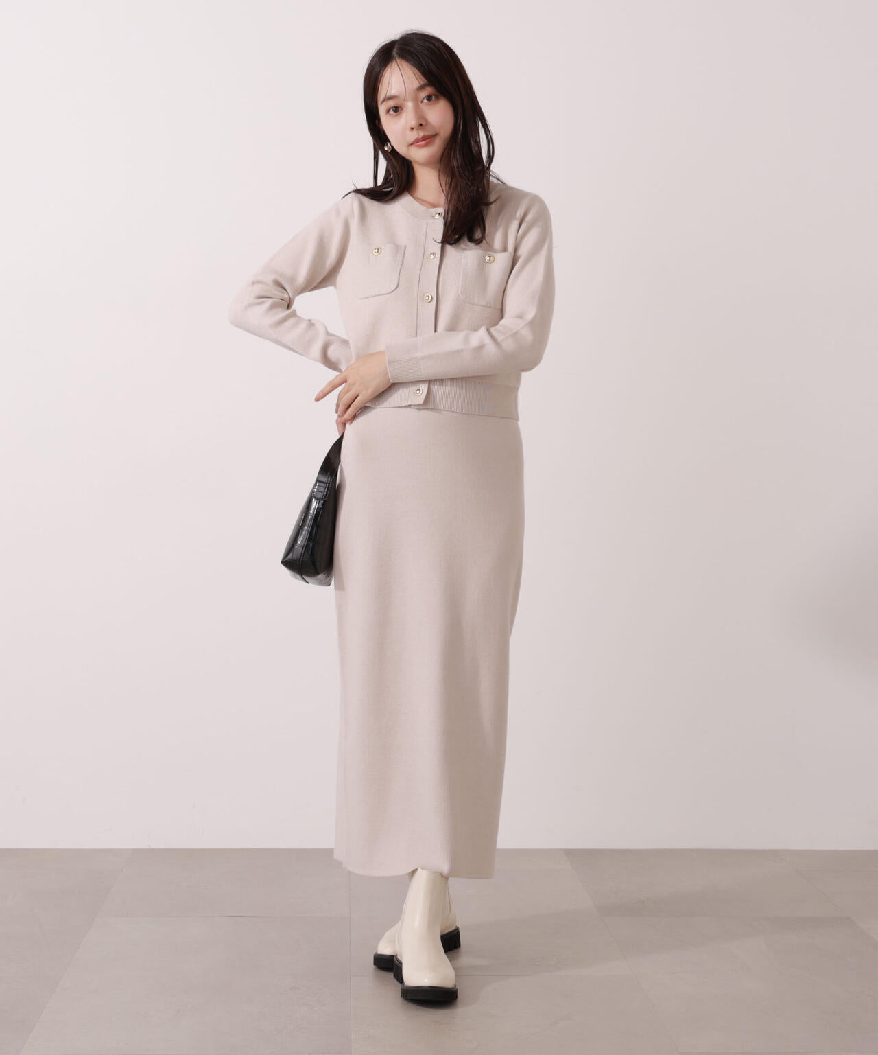 【一部再入荷】 青島心さん着用 ステッチニットSETUP