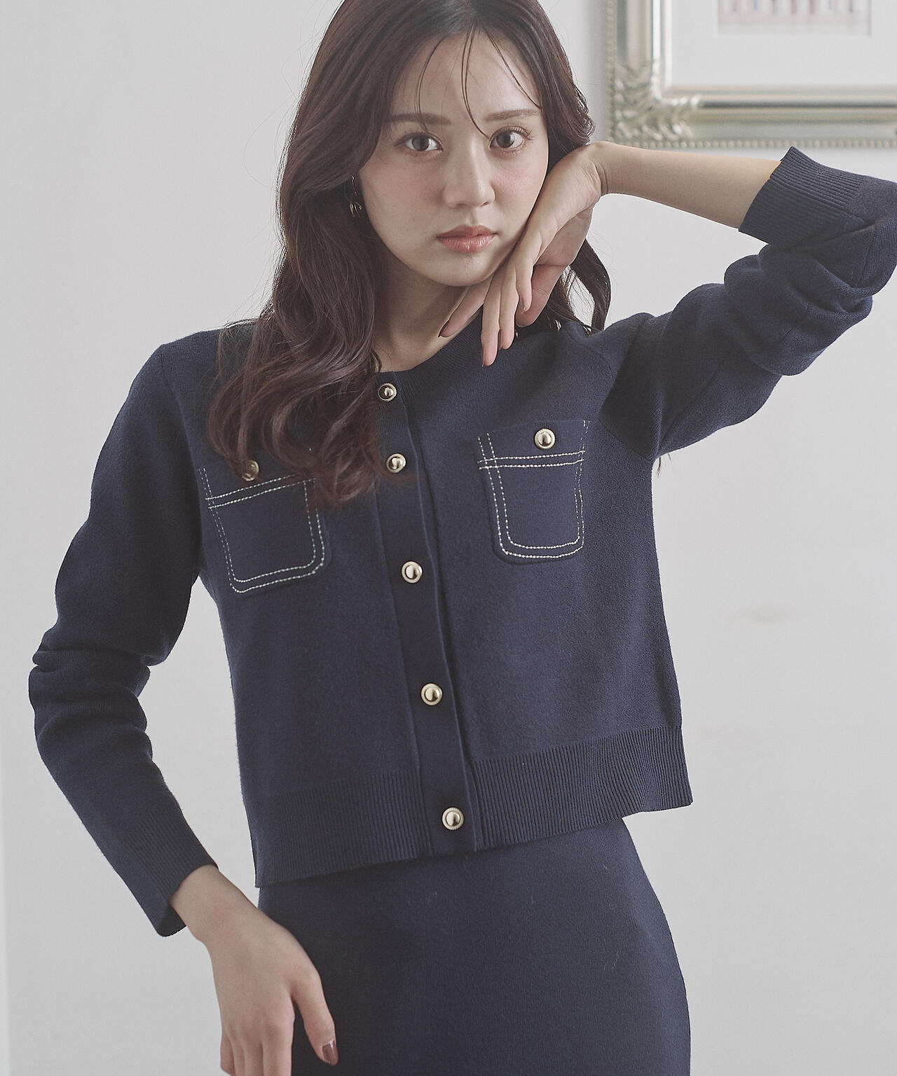 【一部再入荷】 青島心さん着用 ステッチニットSETUP